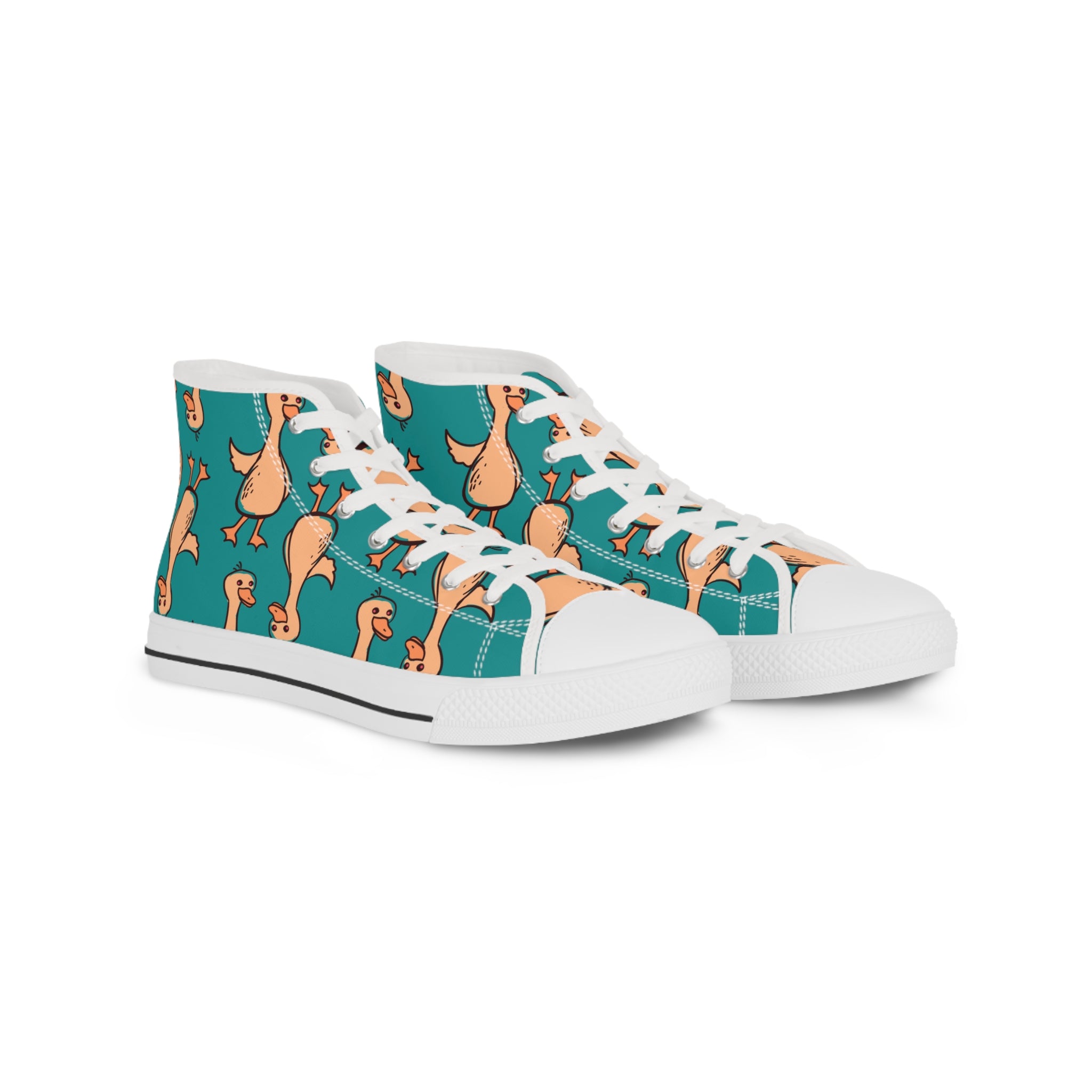 Mens High Top Sneakers With Duck Print Fun And Quirky Canvas Shoes 3Zyud