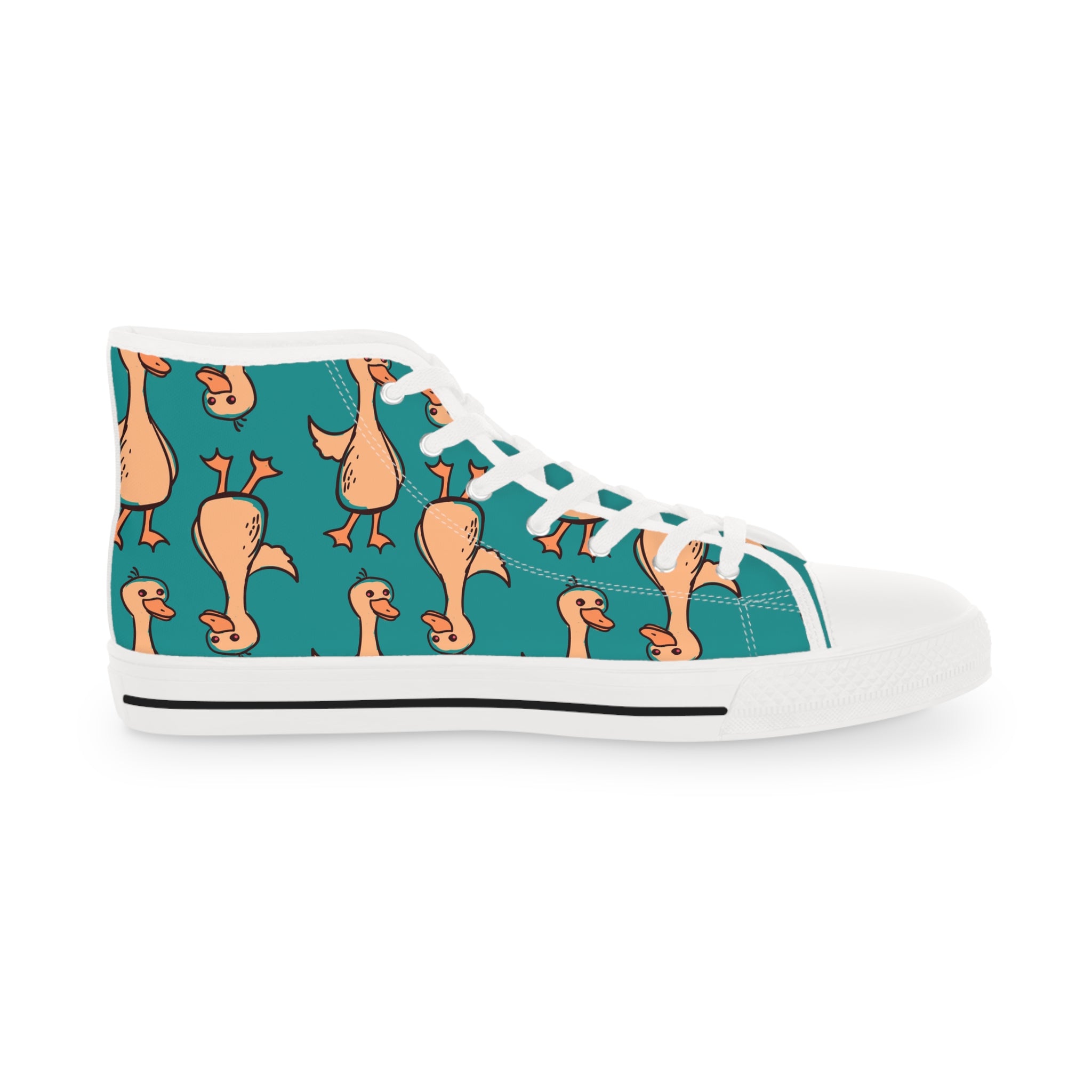 Men’s High-Top Sneakers with Duck Print – Fun and Quirky Canvas Shoes