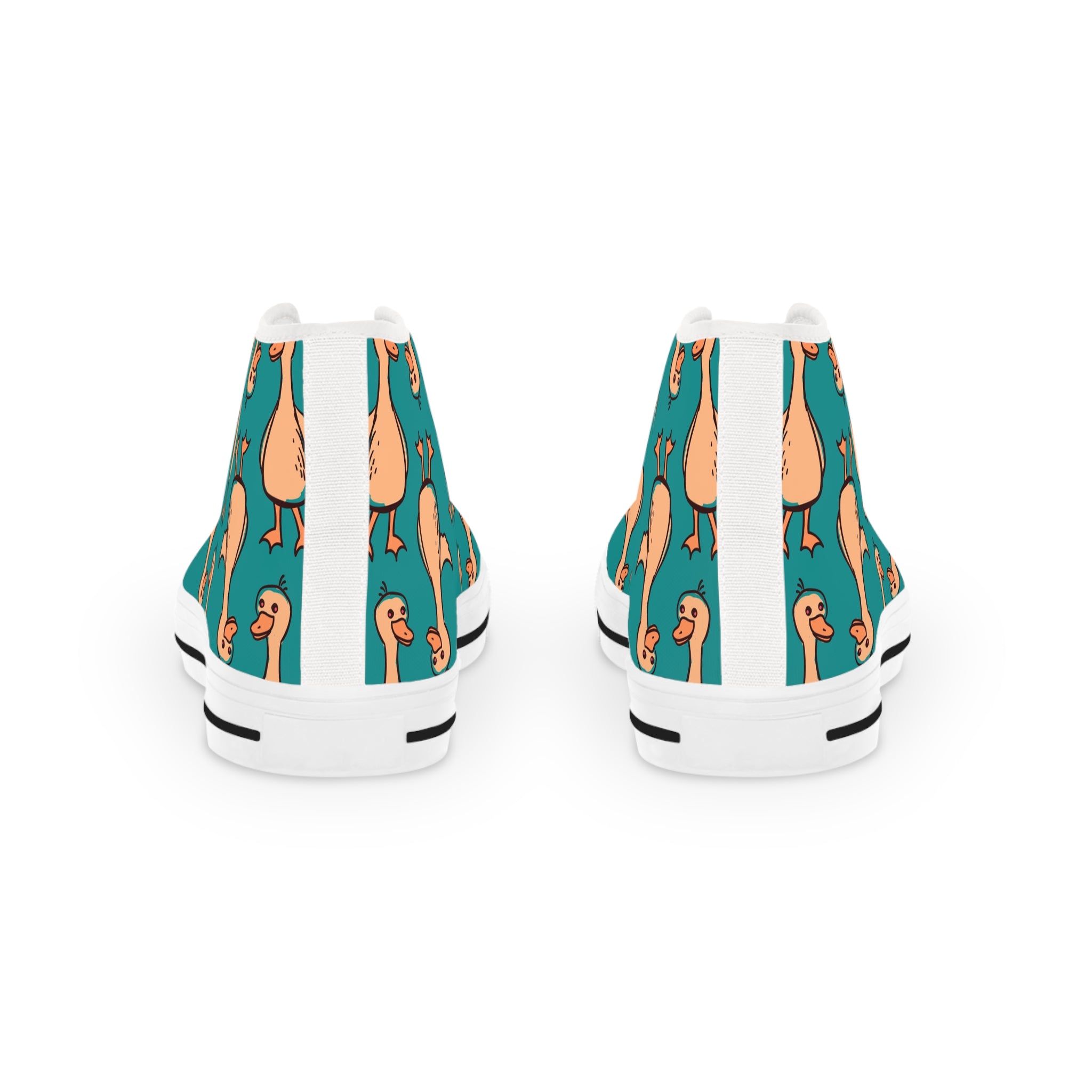 Men’s High-Top Sneakers with Duck Print – Fun and Quirky Canvas Shoes