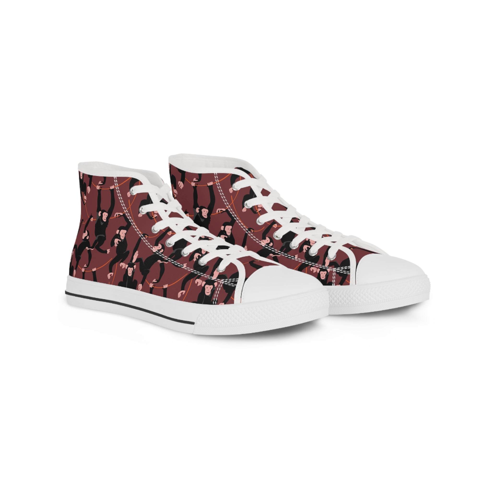 Mens High Top Sneakers With Monkey Print Fun And Unique Canvas Shoes G4Rav