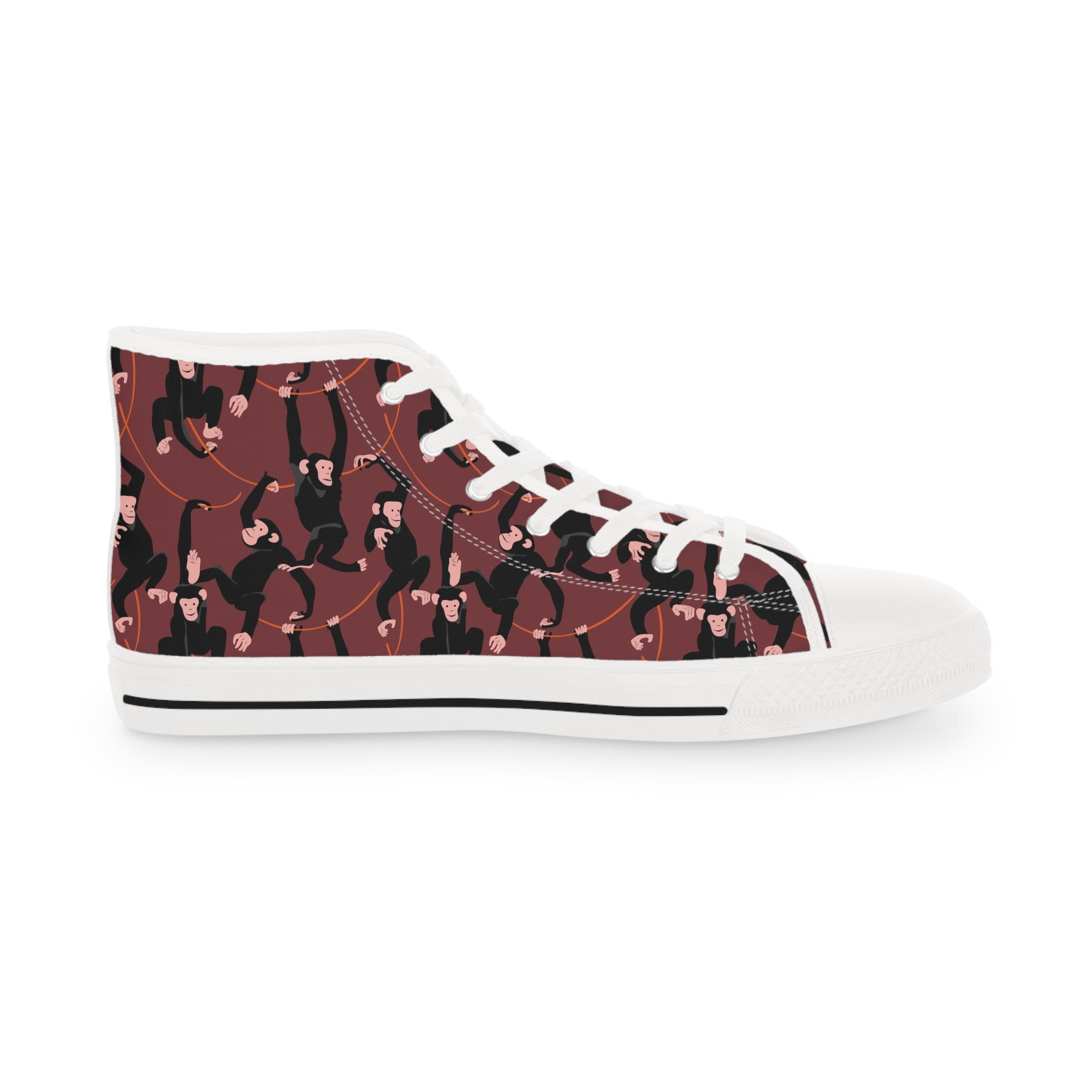 Men’s High-Top Sneakers with Monkey Print – Fun and Unique Canvas Shoes