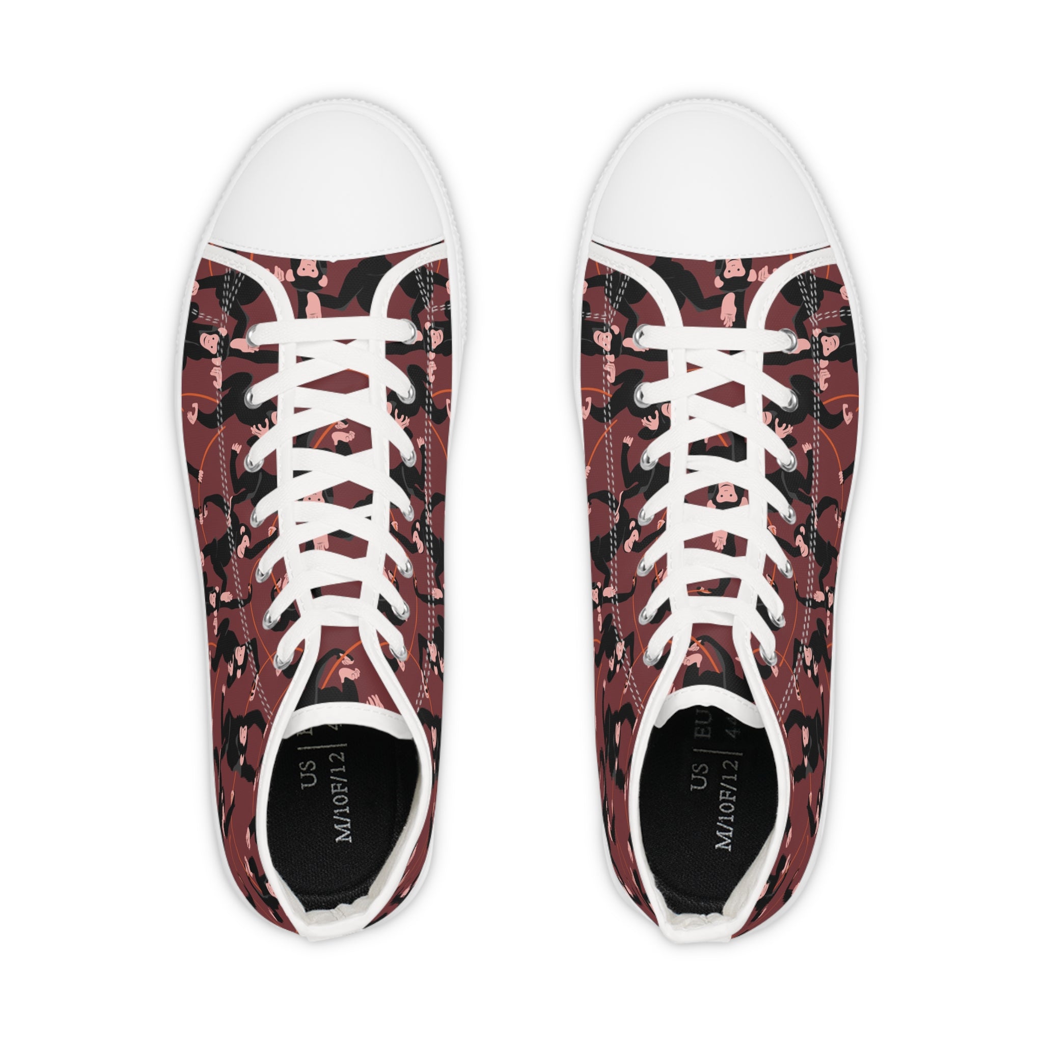 Men’s High-Top Sneakers with Monkey Print – Fun and Unique Canvas Shoes