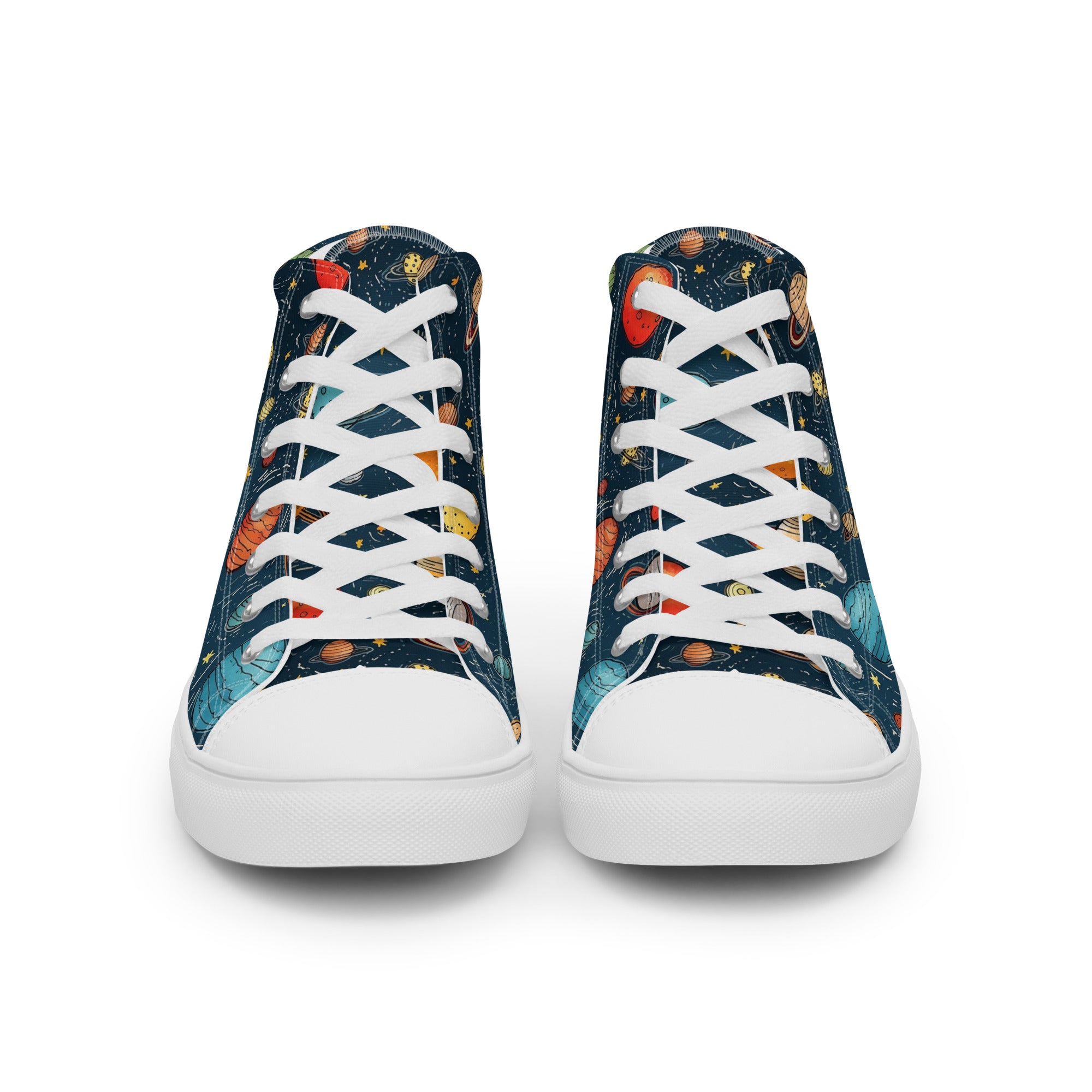 Men’s Planet High-Top Sneakers, Space Print Canvas Casual Shoes