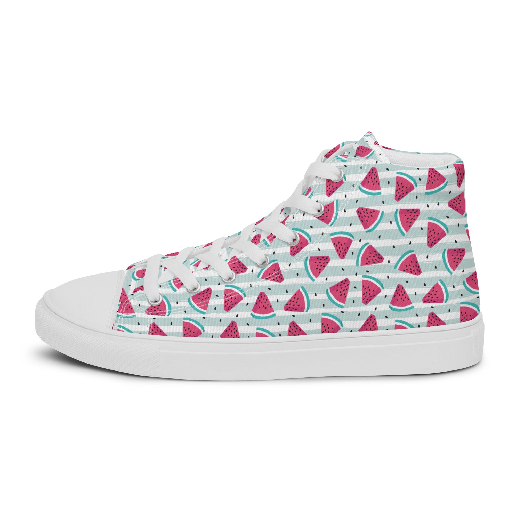 Men’s Watermelon Print High-Top Sneakers, Summer Casual Shoes