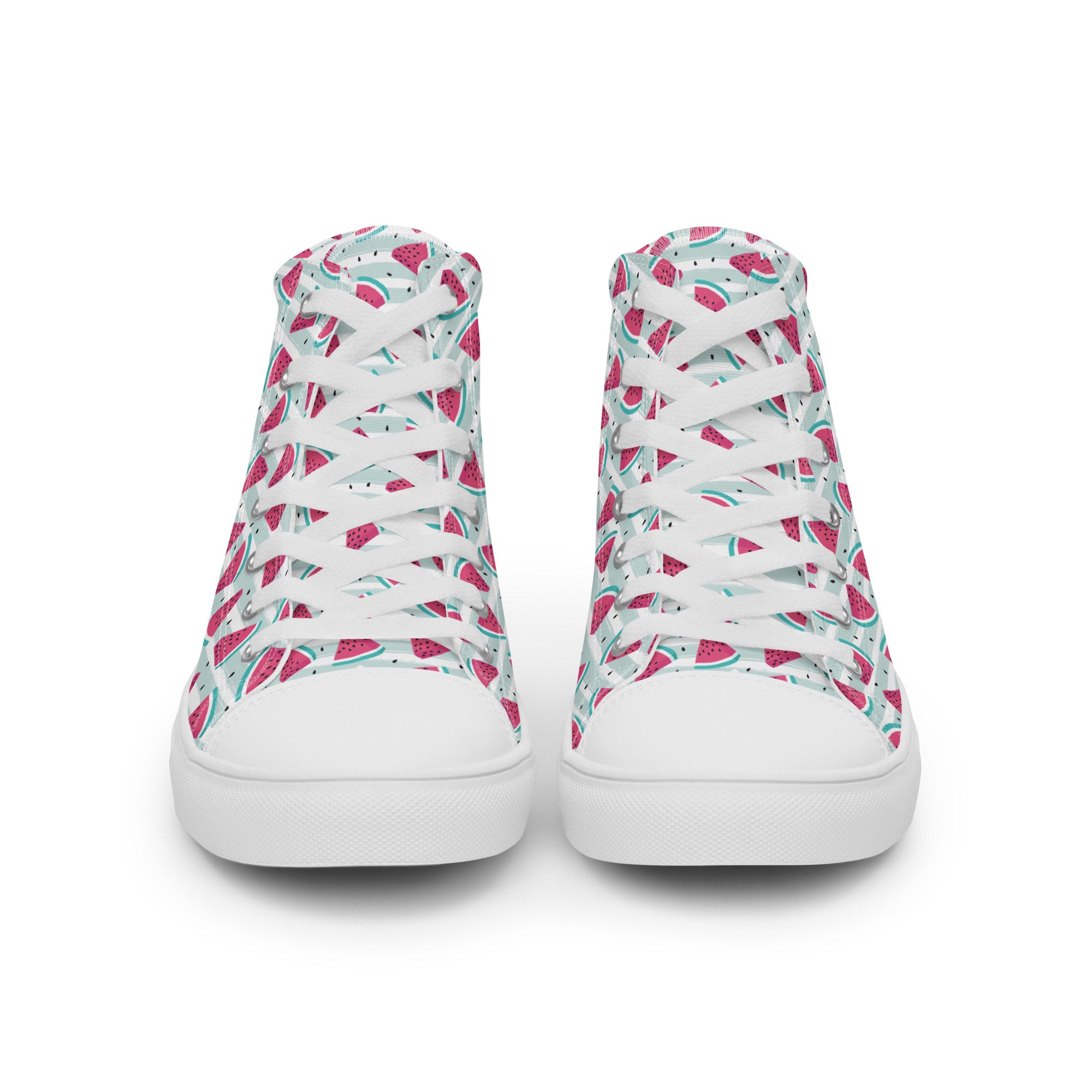 Men’s Watermelon Print High-Top Sneakers, Summer Casual Shoes