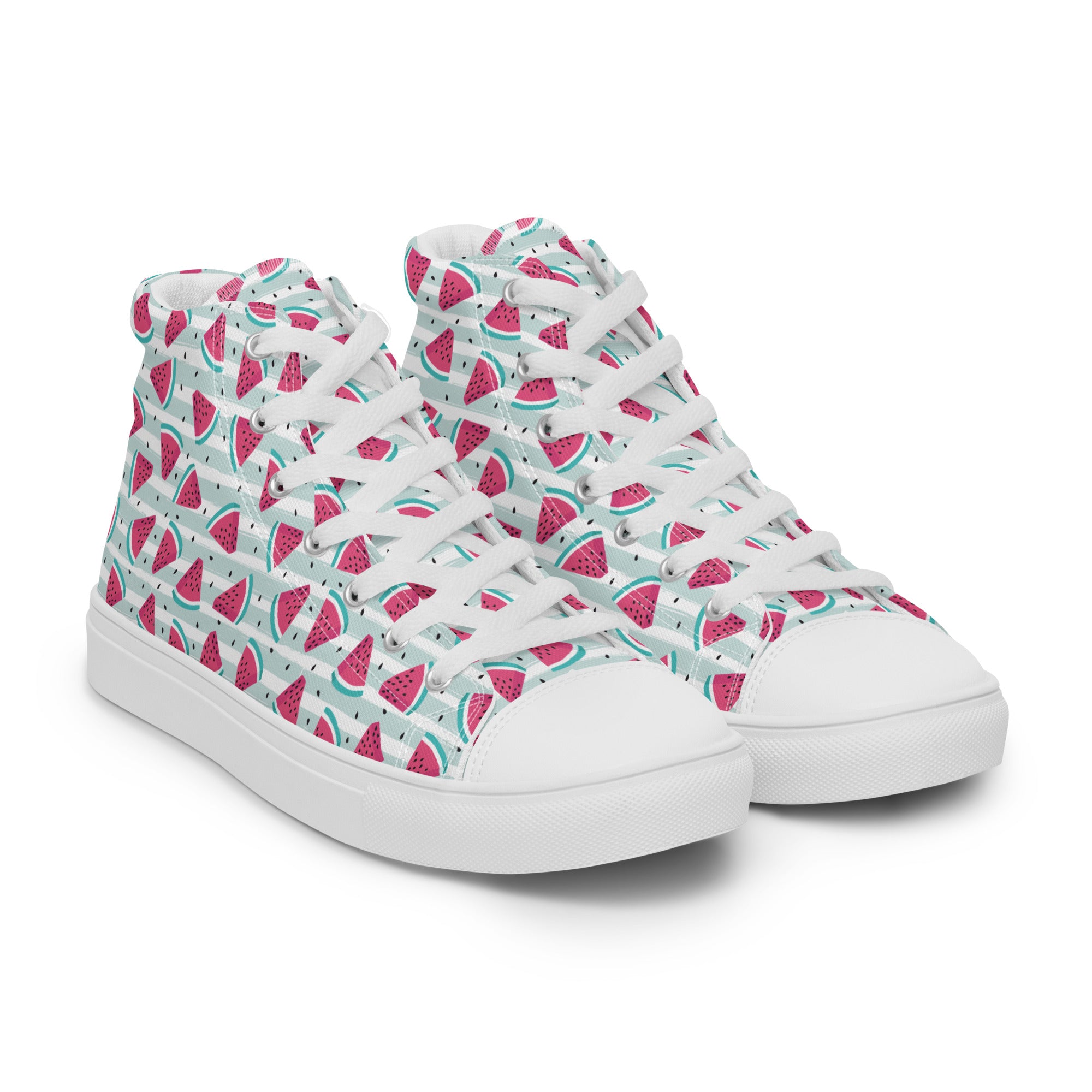 Men’s Watermelon Print High-Top Sneakers, Summer Casual Shoes