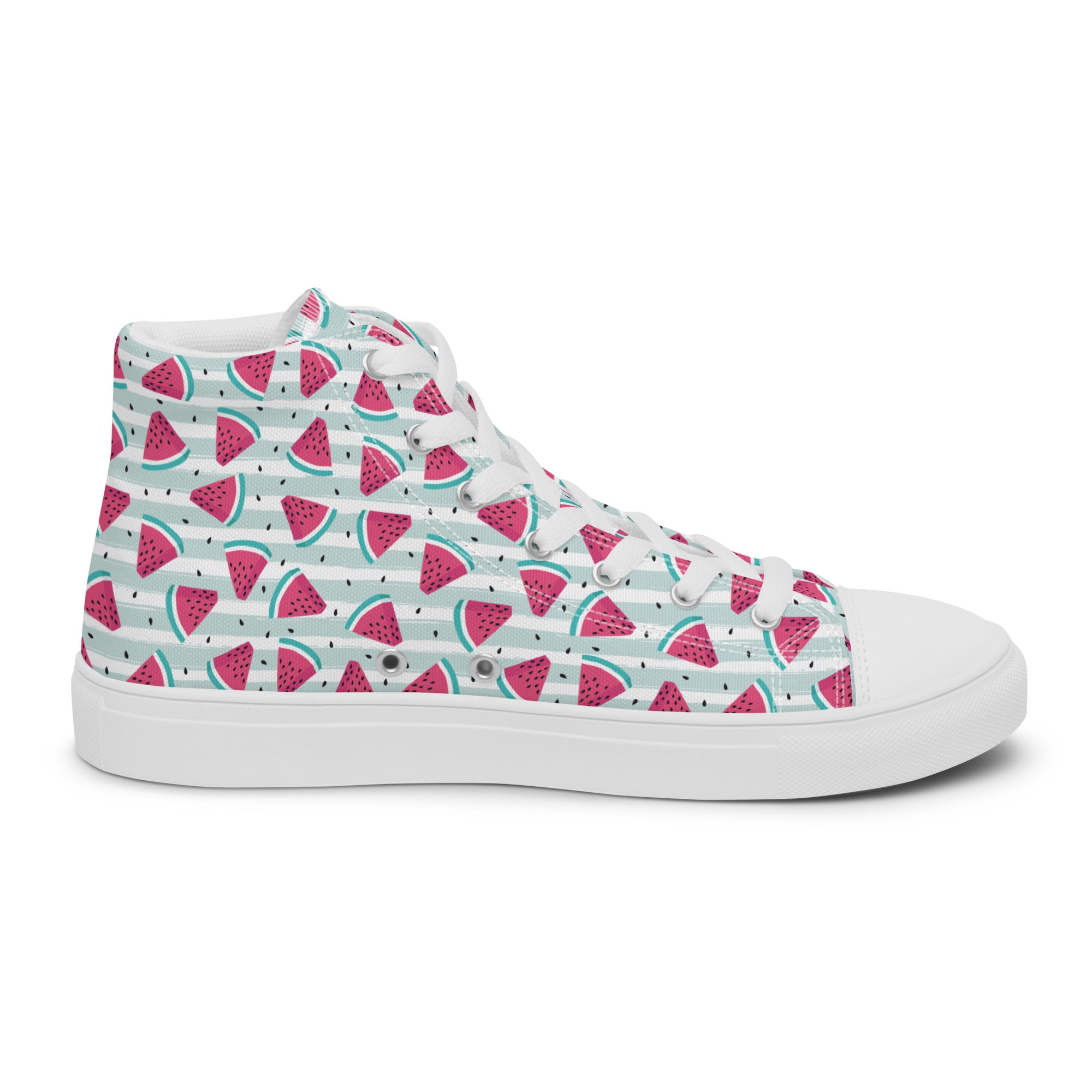 Men’s Watermelon Print High-Top Sneakers, Summer Casual Shoes