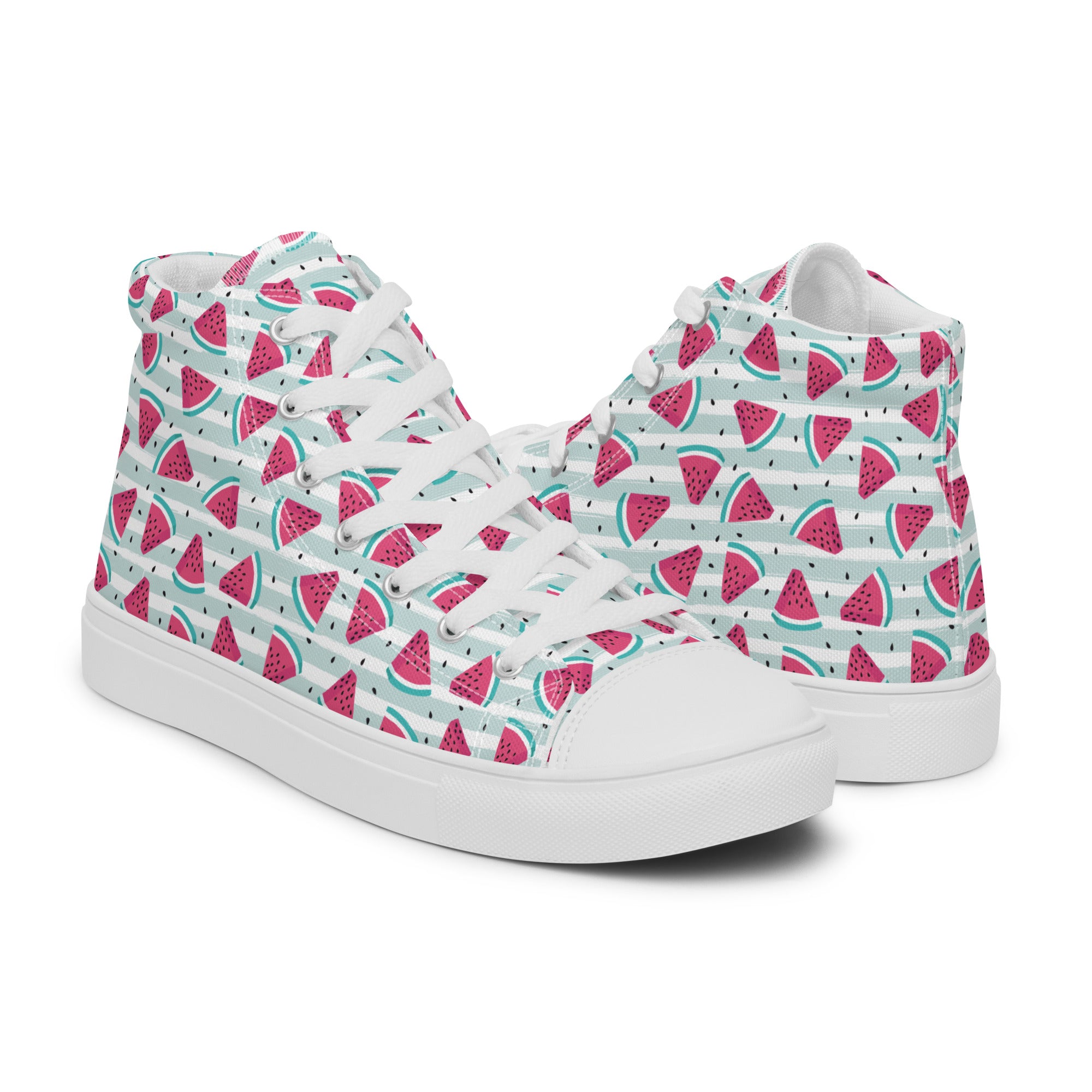 Men’s Watermelon Print High-Top Sneakers, Summer Casual Shoes