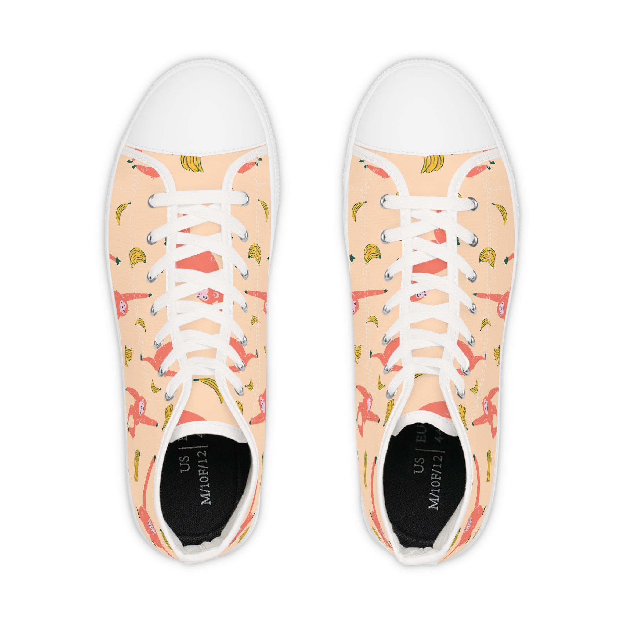 Men’s High-Top Sneakers with Sloth and Banana Print – Fun and Playful Design