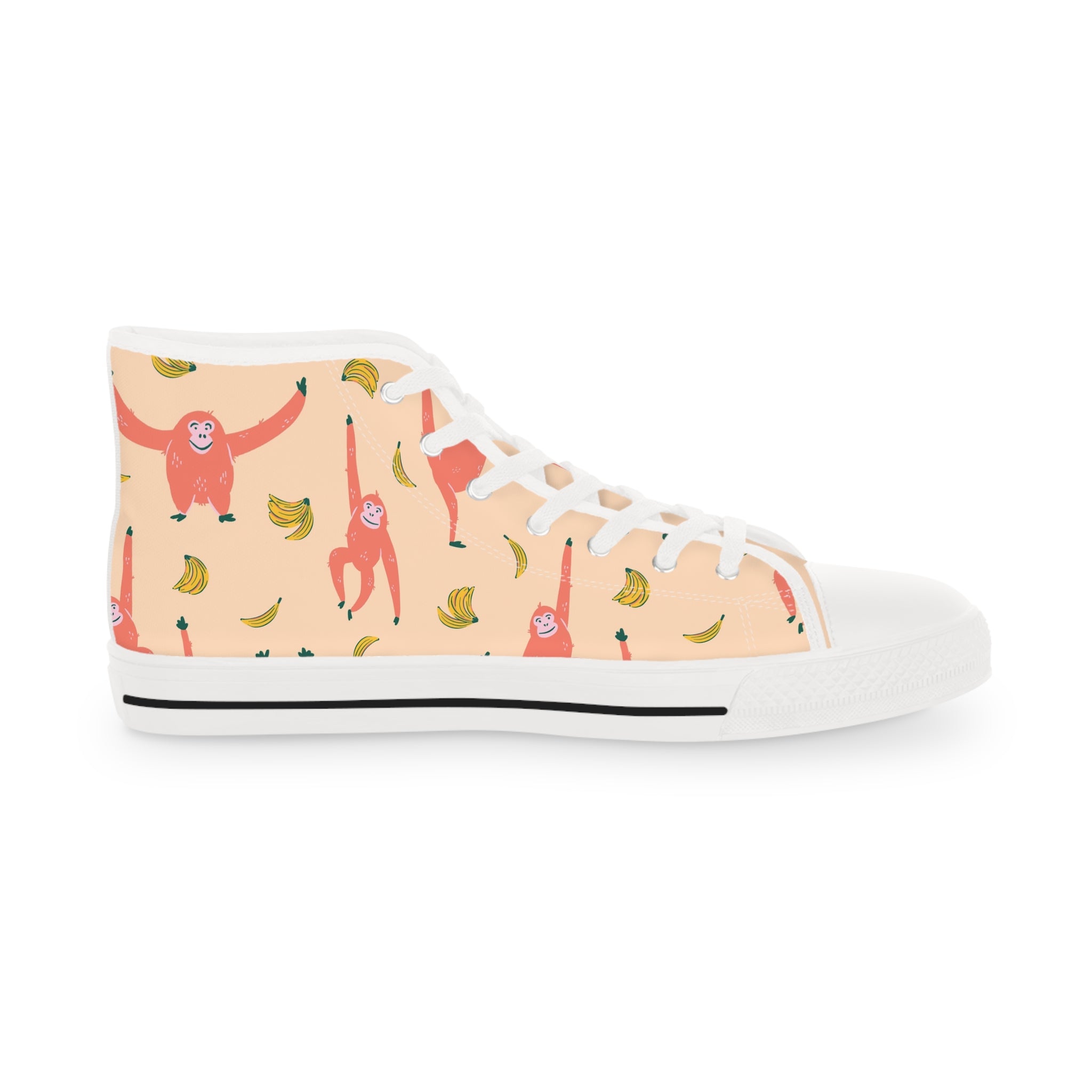 Men’s High-Top Sneakers with Sloth and Banana Print – Fun and Playful Design