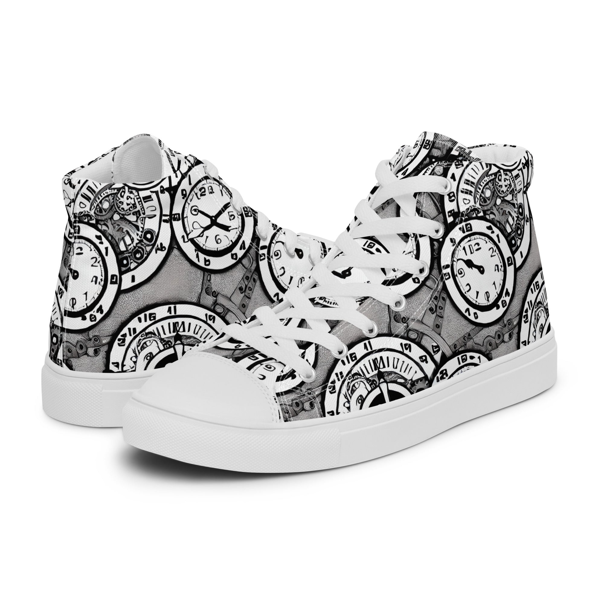 Monochrome Clockwork High Top Sneakers Steampunk Inspired Footwear For Everyday Wearmonochrome Clockwork High Top Sneakers Steampunk Inspired Footwear For Everyday Wear Nluic