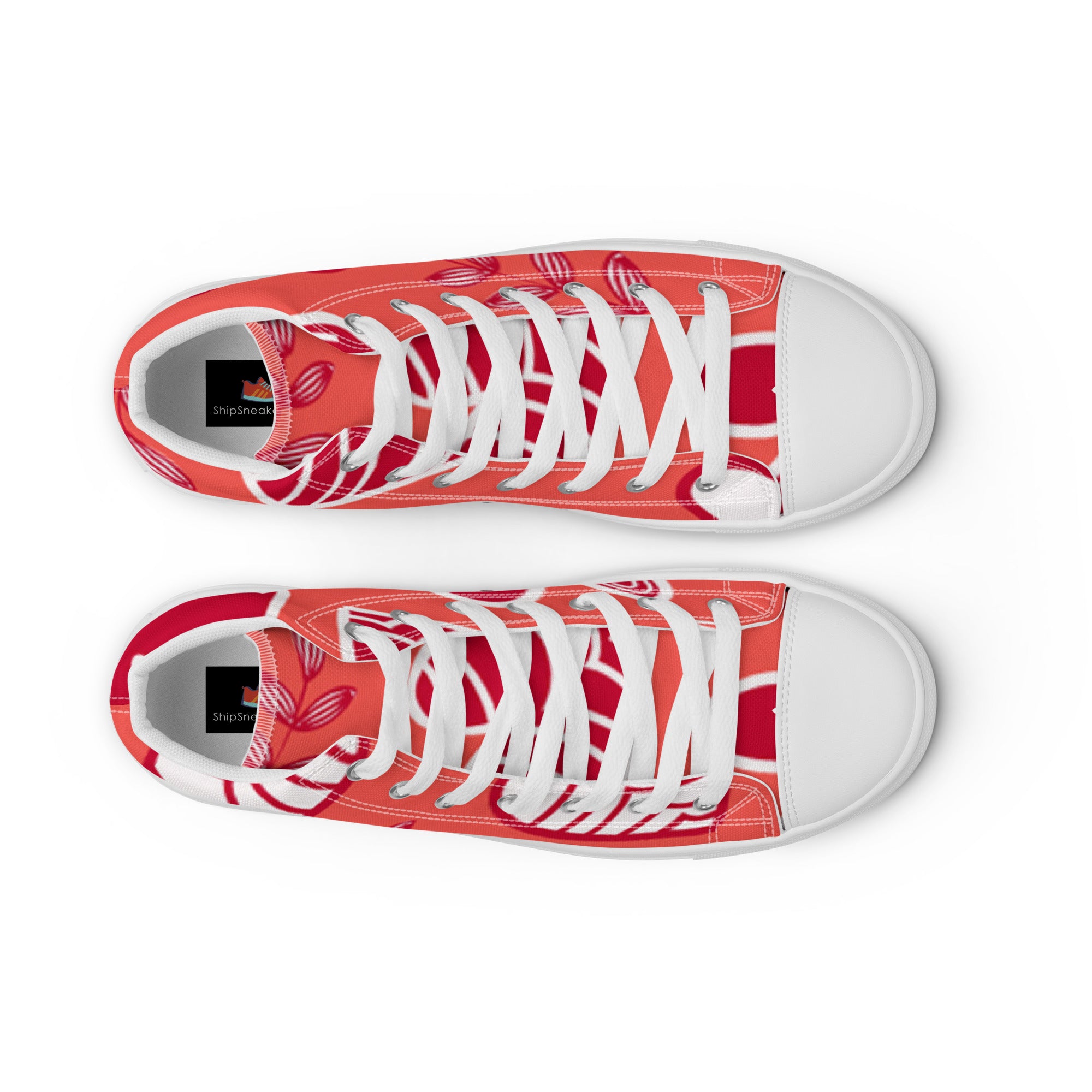 Men’s Heart & Vine High-Top Sneakers, Coral Canvas Casual Shoes