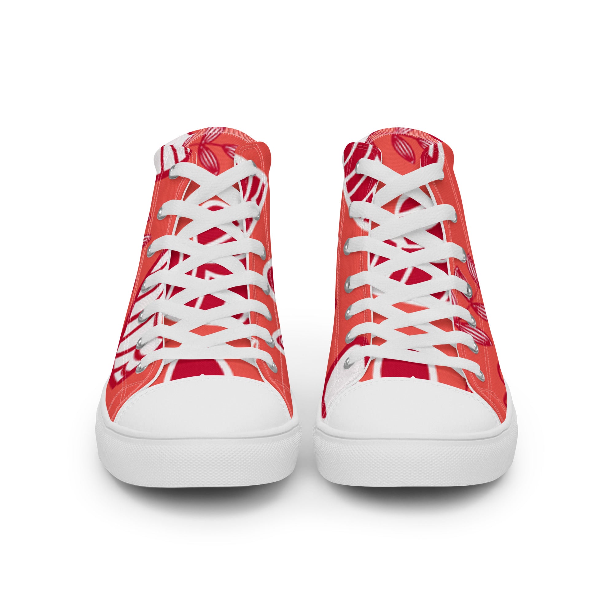 Men’s Heart & Vine High-Top Sneakers, Coral Canvas Casual Shoes