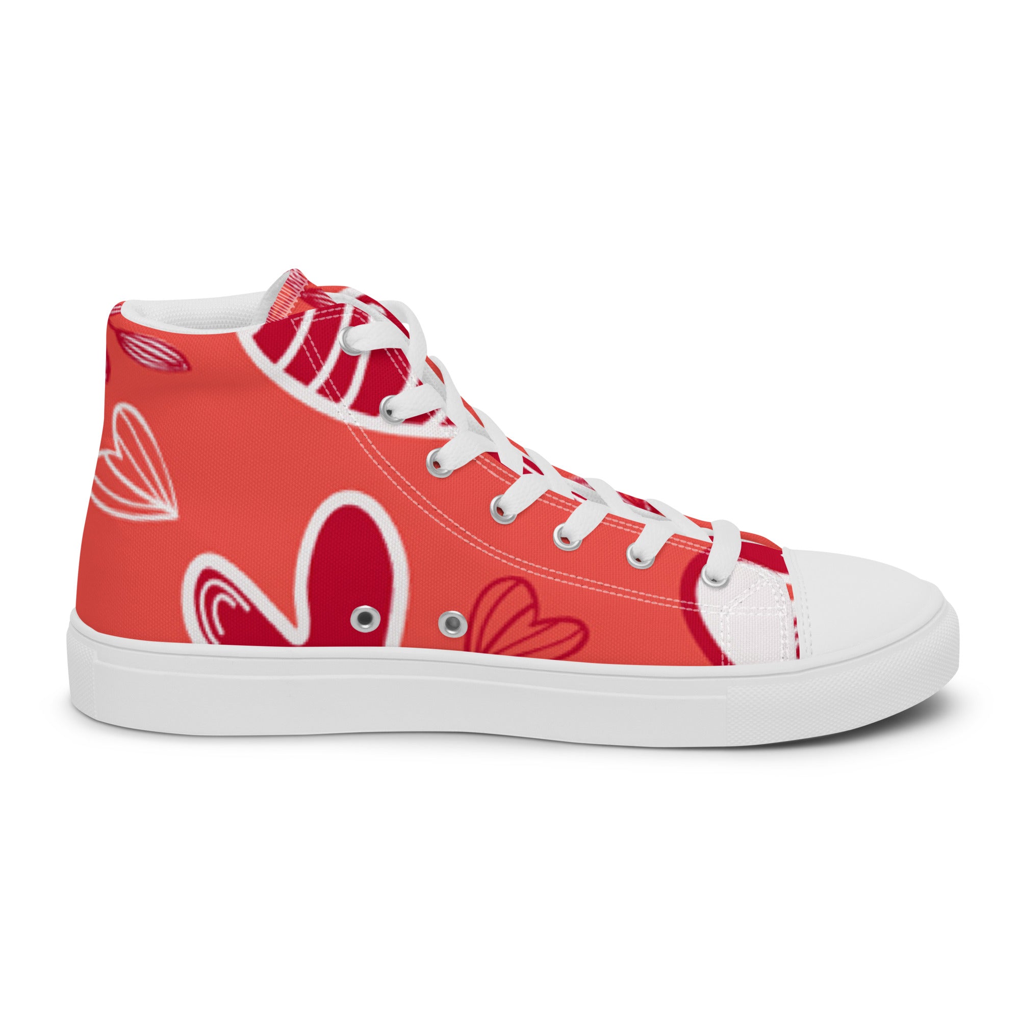 Men’s Heart & Vine High-Top Sneakers, Coral Canvas Casual Shoes