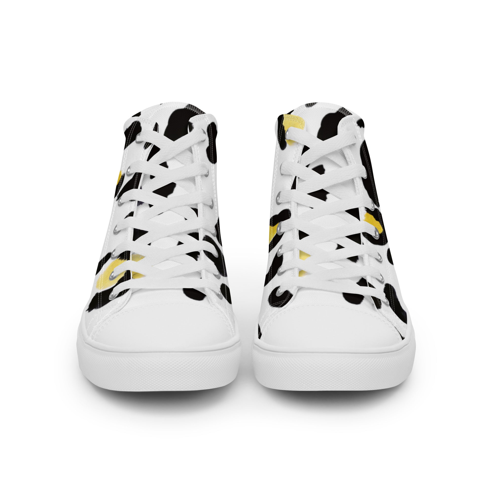 Men’s Statement High-Tops, Leopard Print, White and Yellow, Canvas Shoes