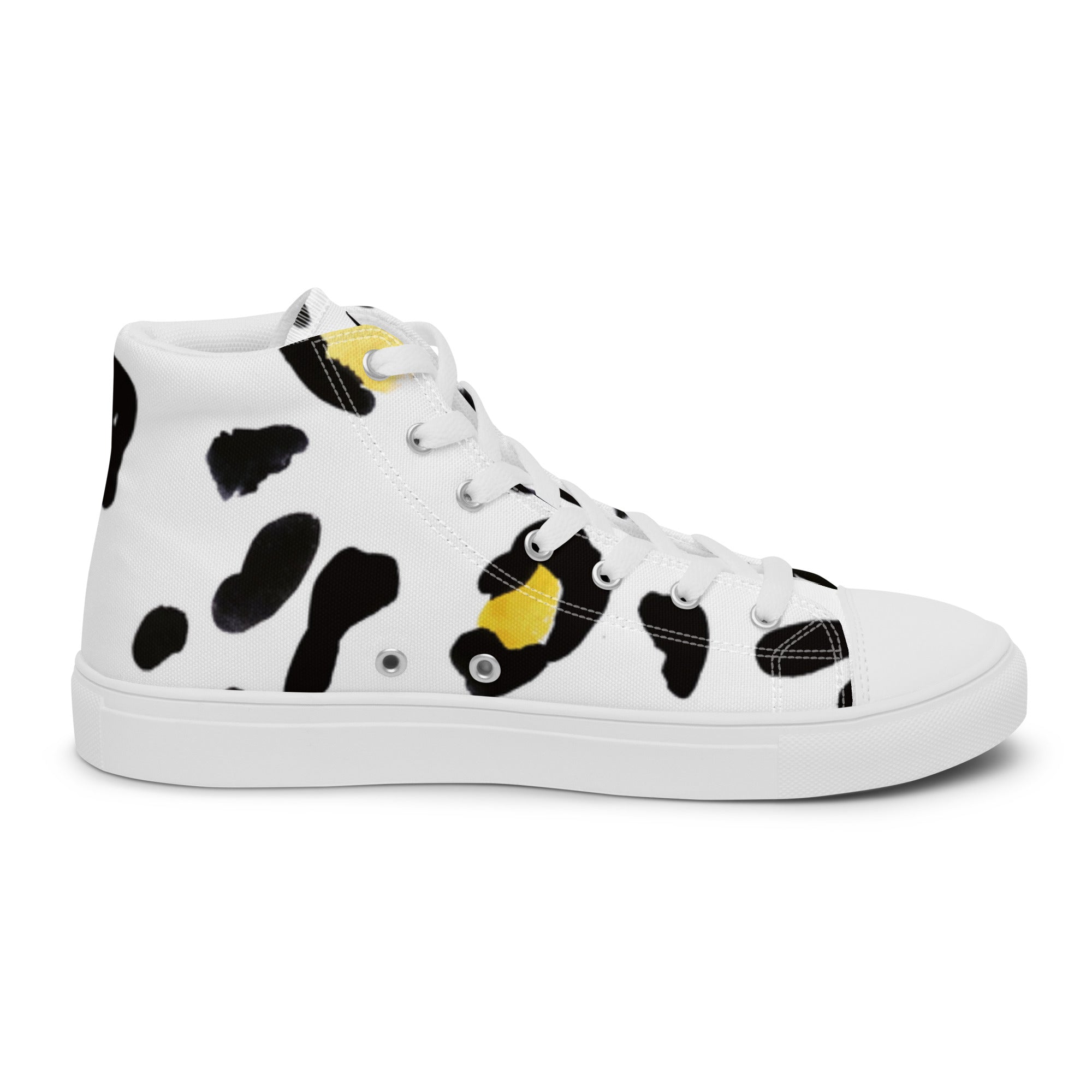 Men’s Statement High-Tops, Leopard Print, White and Yellow, Canvas Shoes