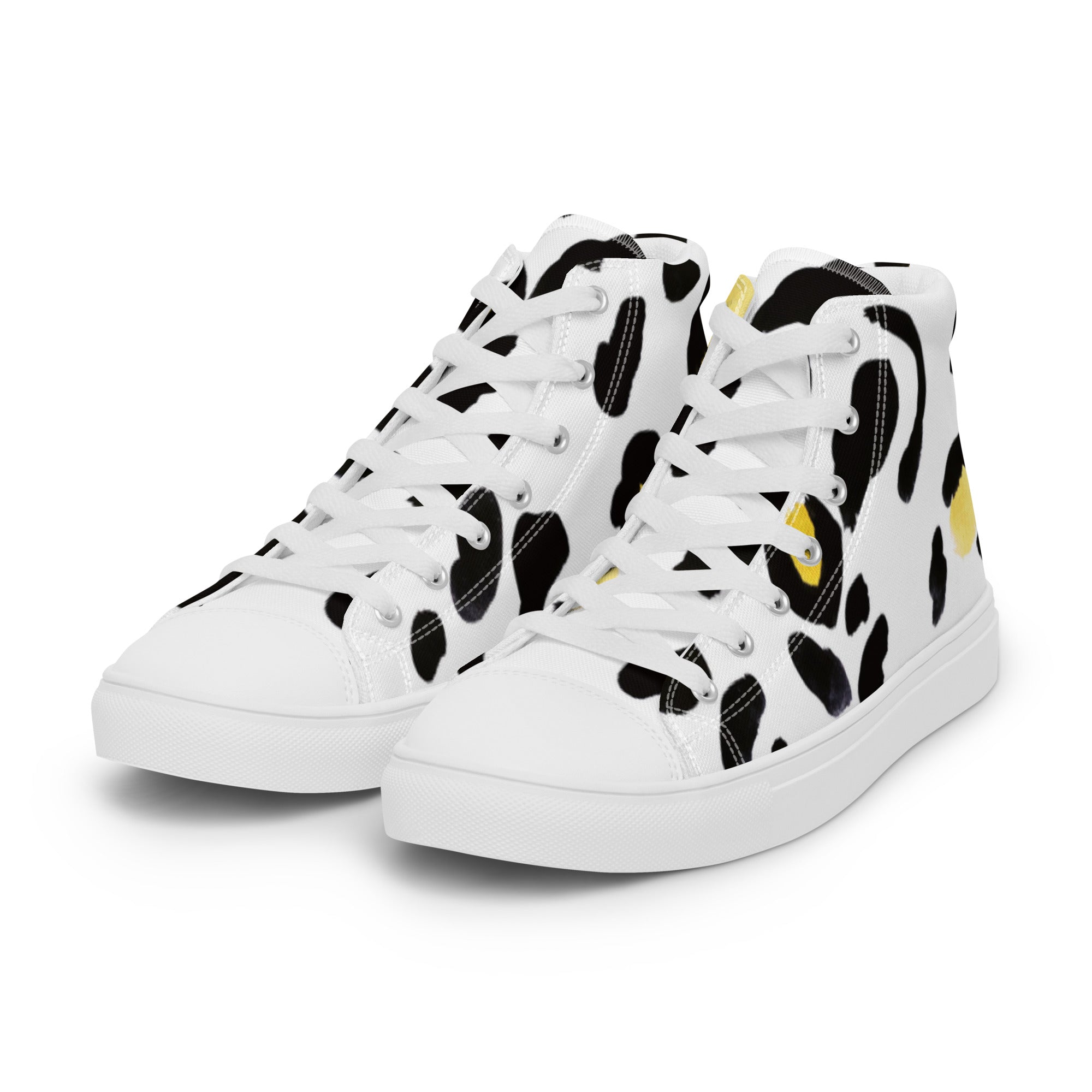 Men’s Statement High-Tops, Leopard Print, White and Yellow, Canvas Shoes