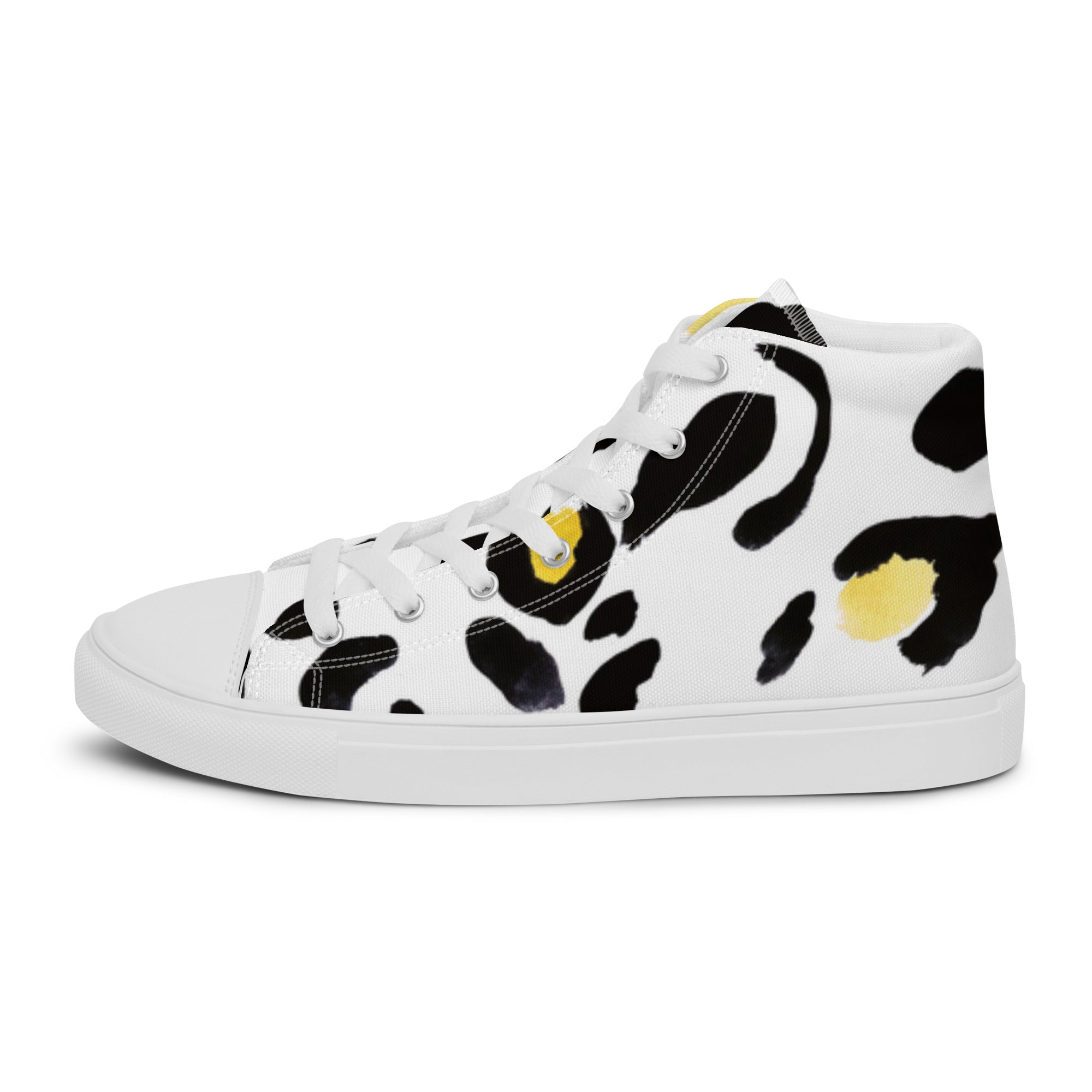 Men’s Statement High-Tops, Leopard Print, White and Yellow, Canvas Shoes