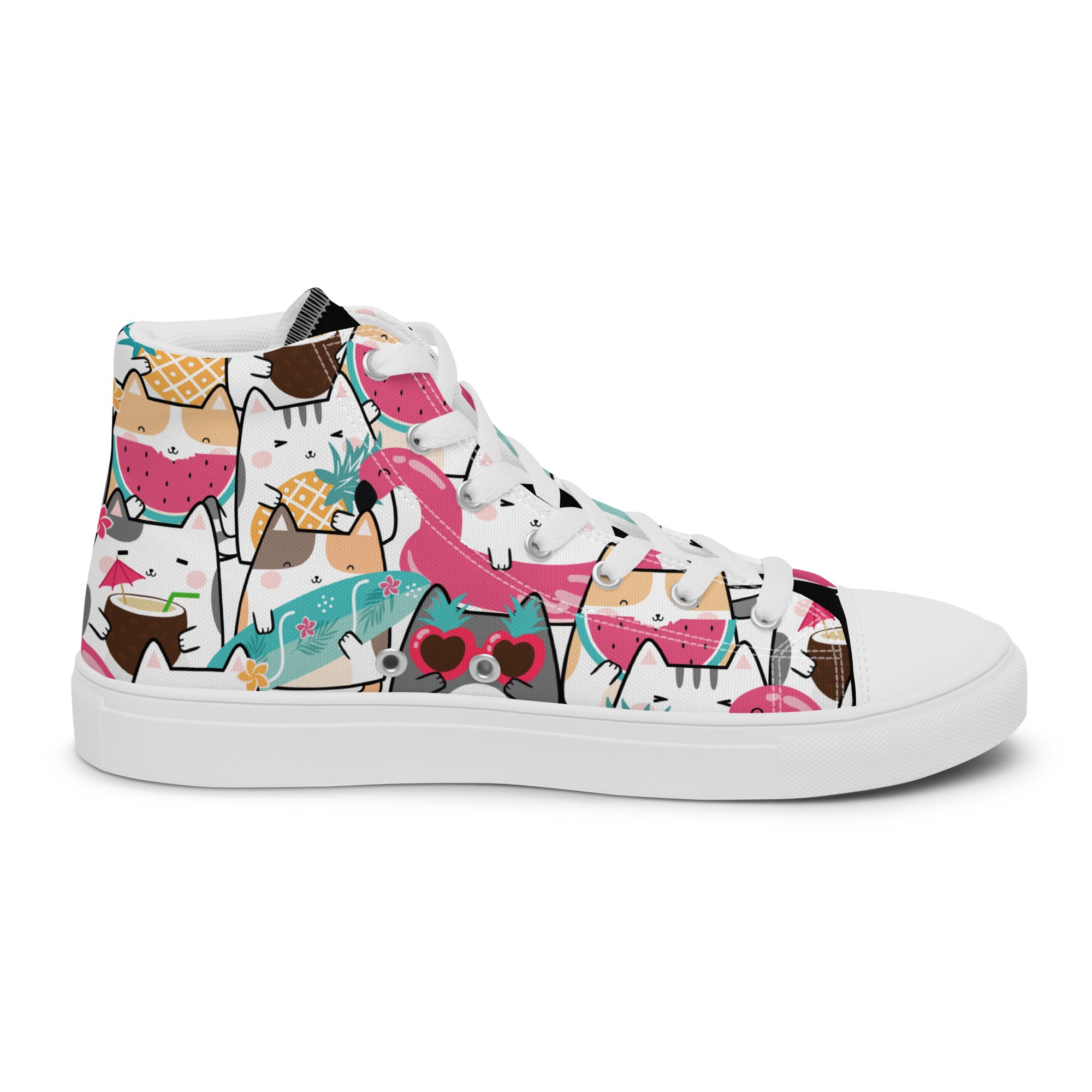 Men’s Cute Cat High-Top Sneakers – Fun Canvas Shoes – Comfortable & StylishWomen’s Cute Cat High-Top Sneakers – Fun Canvas Shoes – Comfortable & Stylish