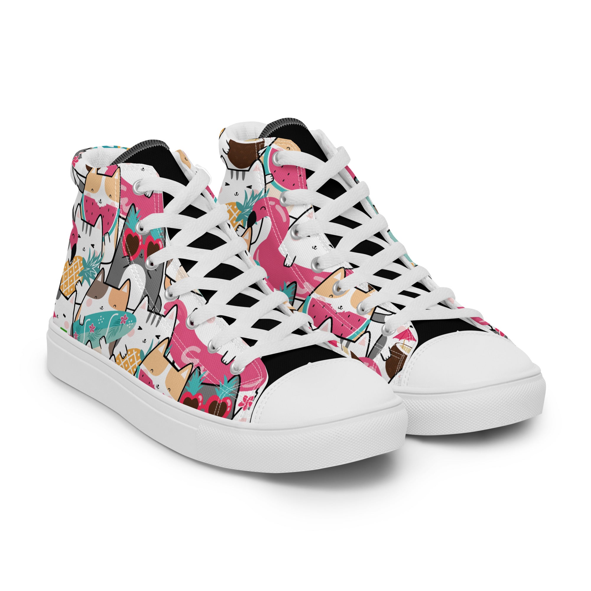 Men’s Cute Cat High-Top Sneakers – Fun Canvas Shoes – Comfortable & StylishWomen’s Cute Cat High-Top Sneakers – Fun Canvas Shoes – Comfortable & Stylish