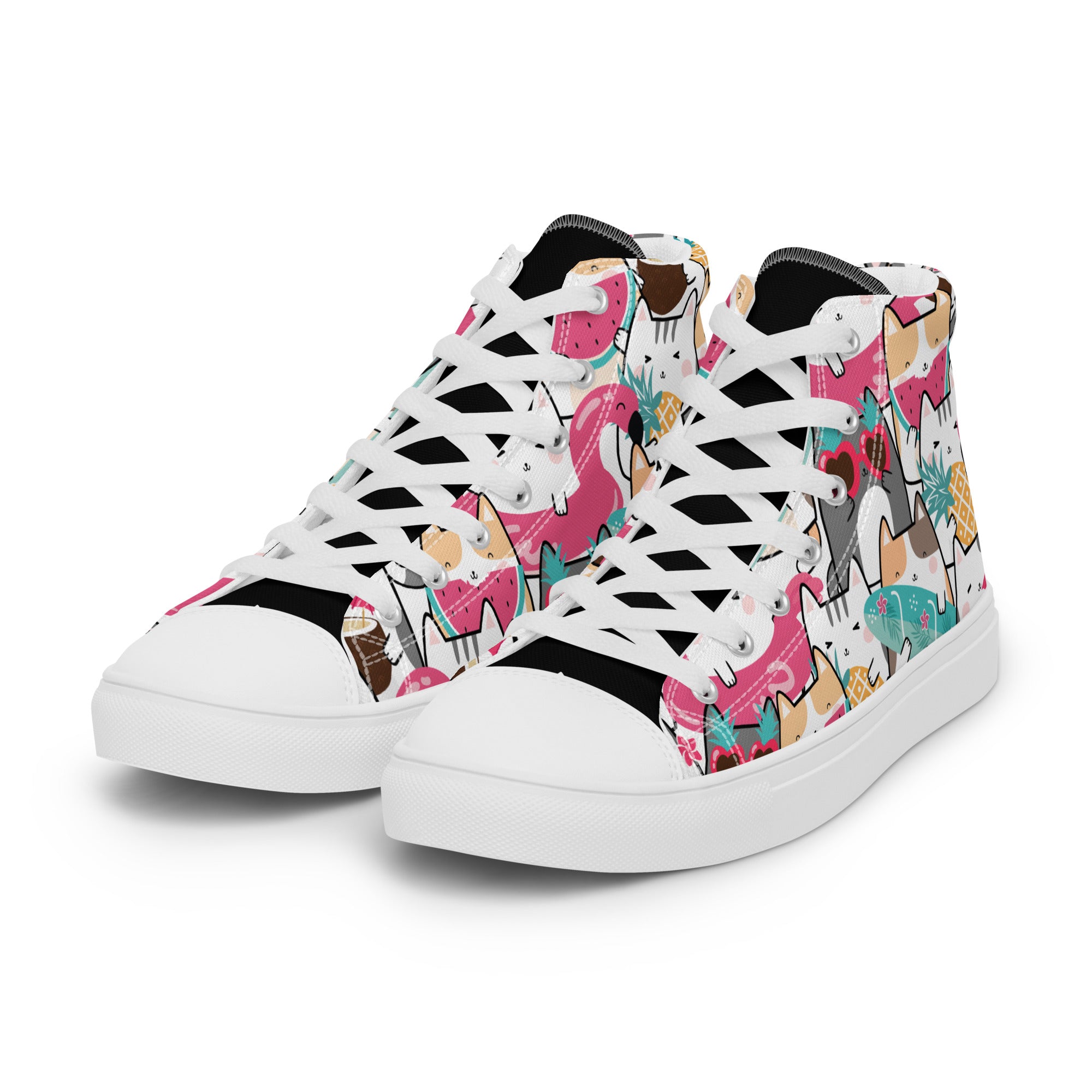 Men’s Cute Cat High-Top Sneakers – Fun Canvas Shoes – Comfortable & StylishWomen’s Cute Cat High-Top Sneakers – Fun Canvas Shoes – Comfortable & Stylish