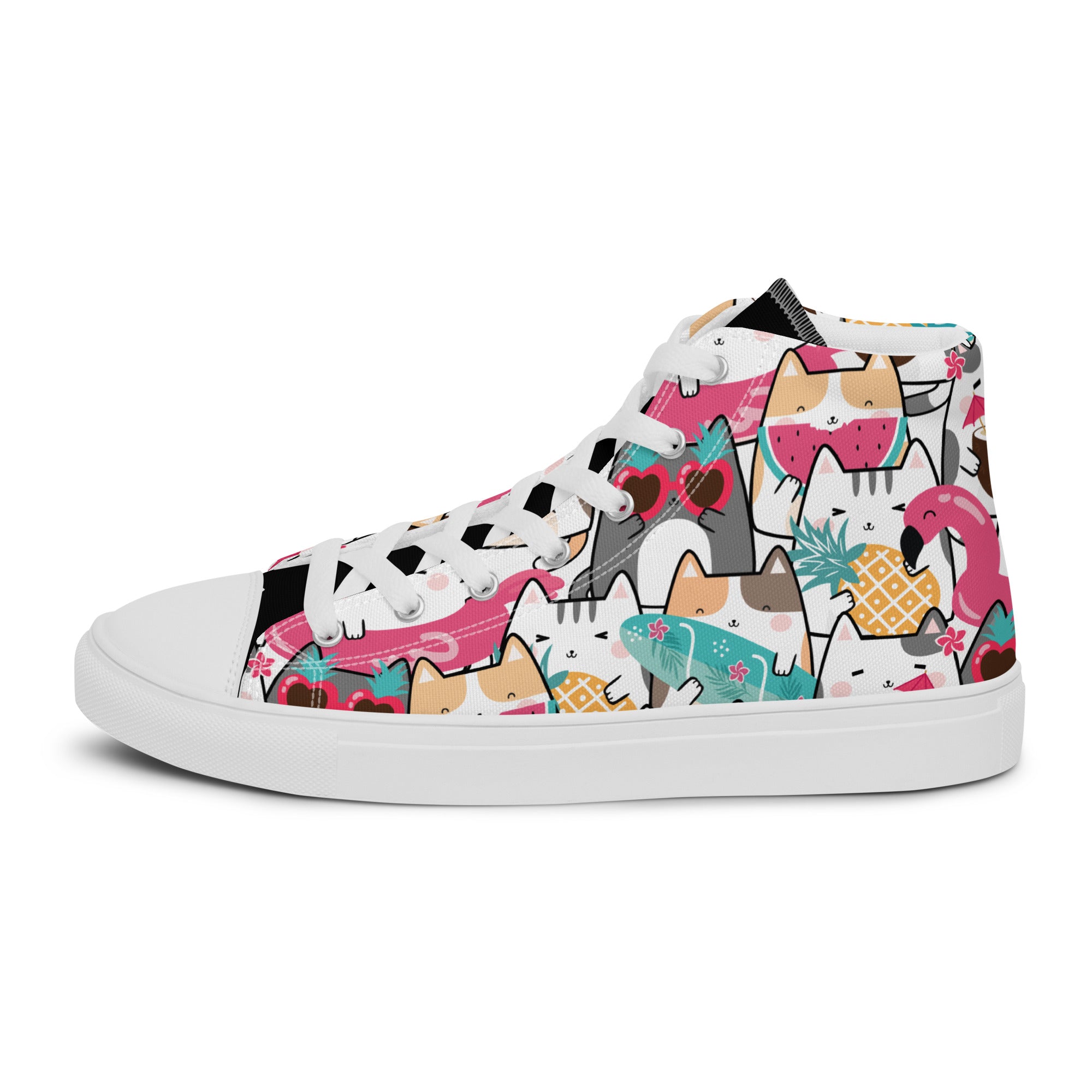 Men’s Cute Cat High-Top Sneakers – Fun Canvas Shoes – Comfortable & StylishWomen’s Cute Cat High-Top Sneakers – Fun Canvas Shoes – Comfortable & Stylish