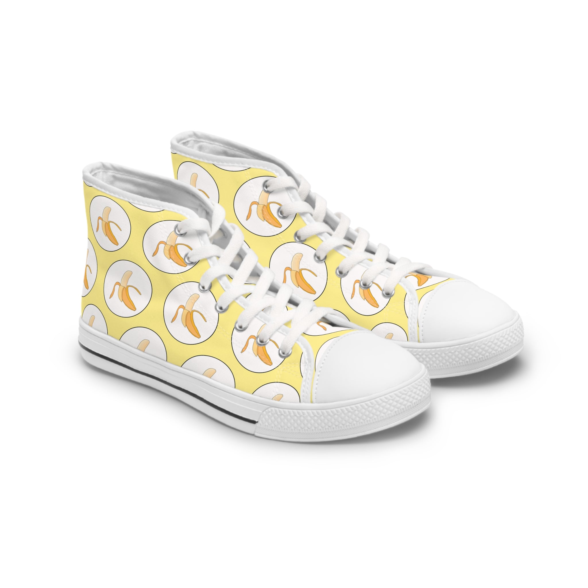 Womens High Top Canvas Sneakers With Banana Print Fun Tropical 4Daop