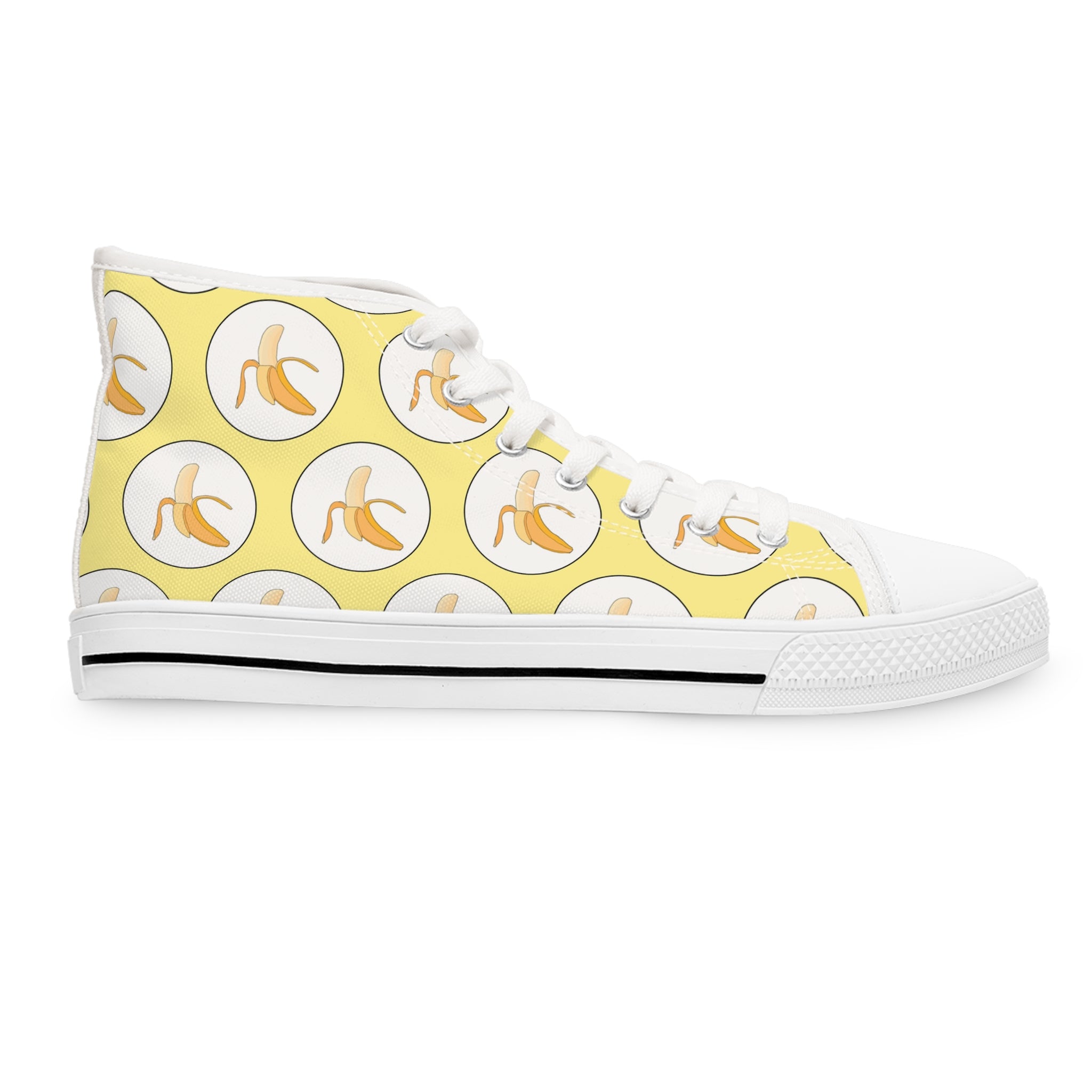 Women’s High-Top Canvas Sneakers with Banana Print – Fun & Tropical