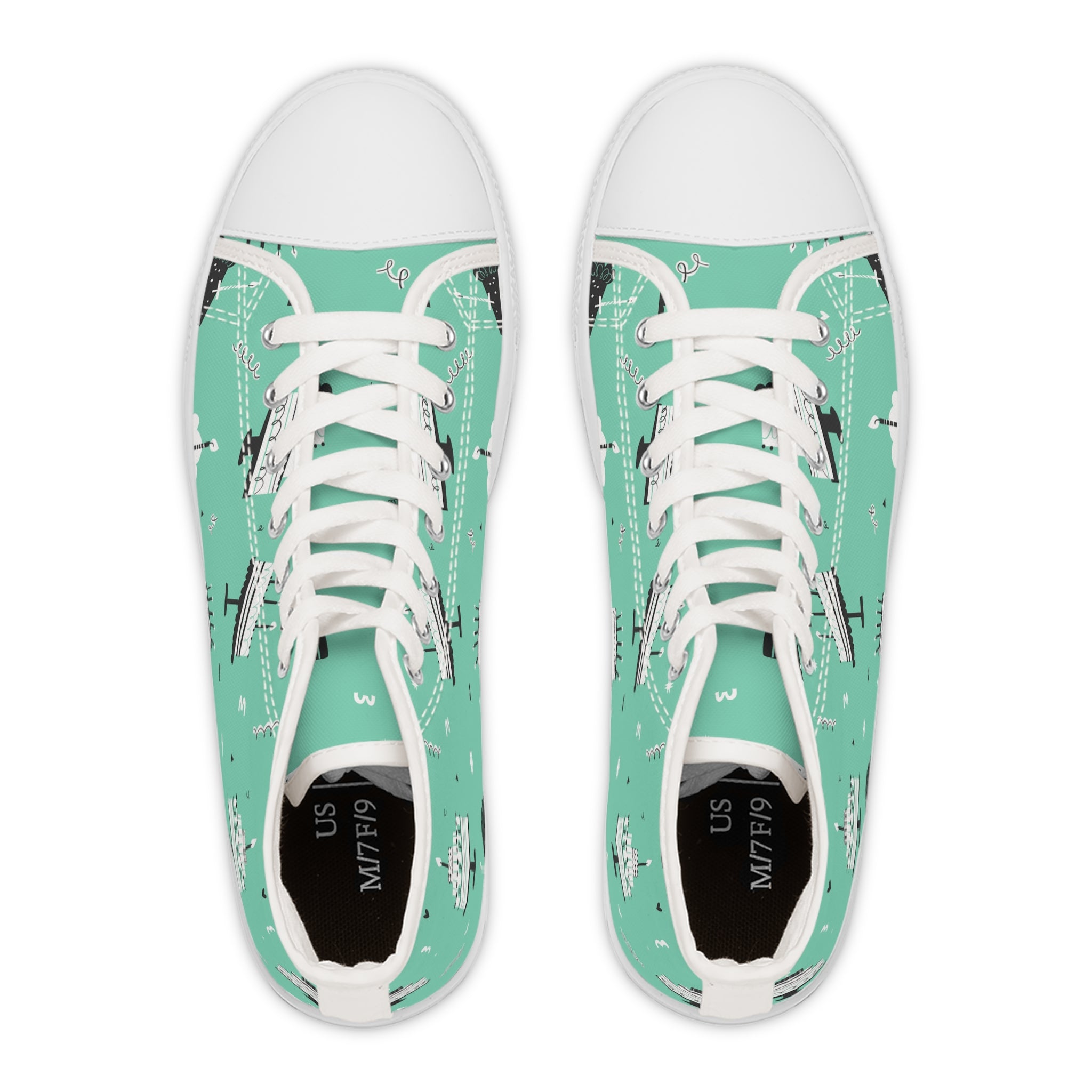 Women’s High-Top Canvas Sneakers with Birthday Cake Print – Fun & Festive