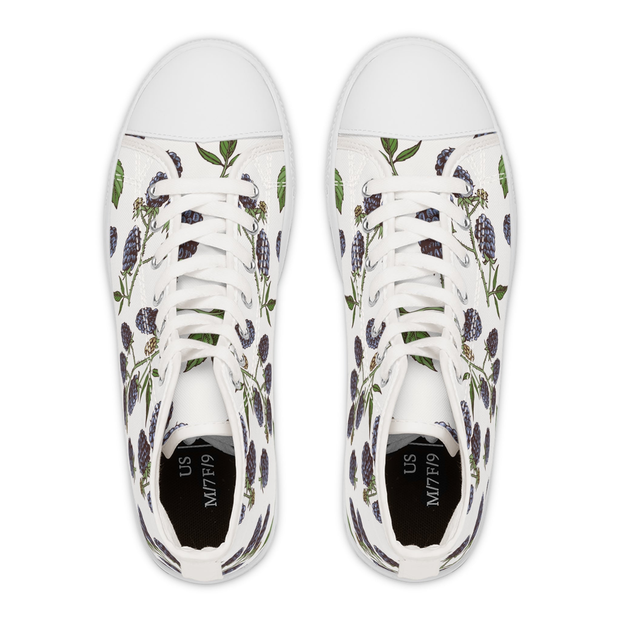 Women’s High-Top Canvas Sneakers with Blackberry Print – Fresh & Botanical