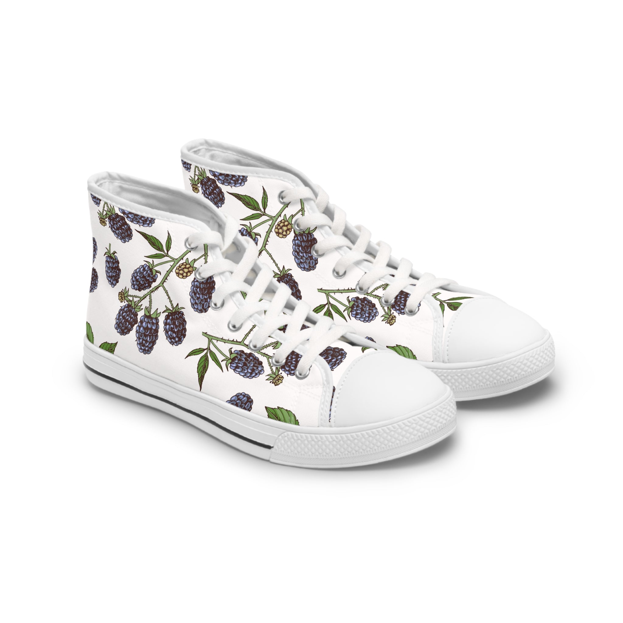 Womens High Top Canvas Sneakers With Blackberry Print Fresh Botanical