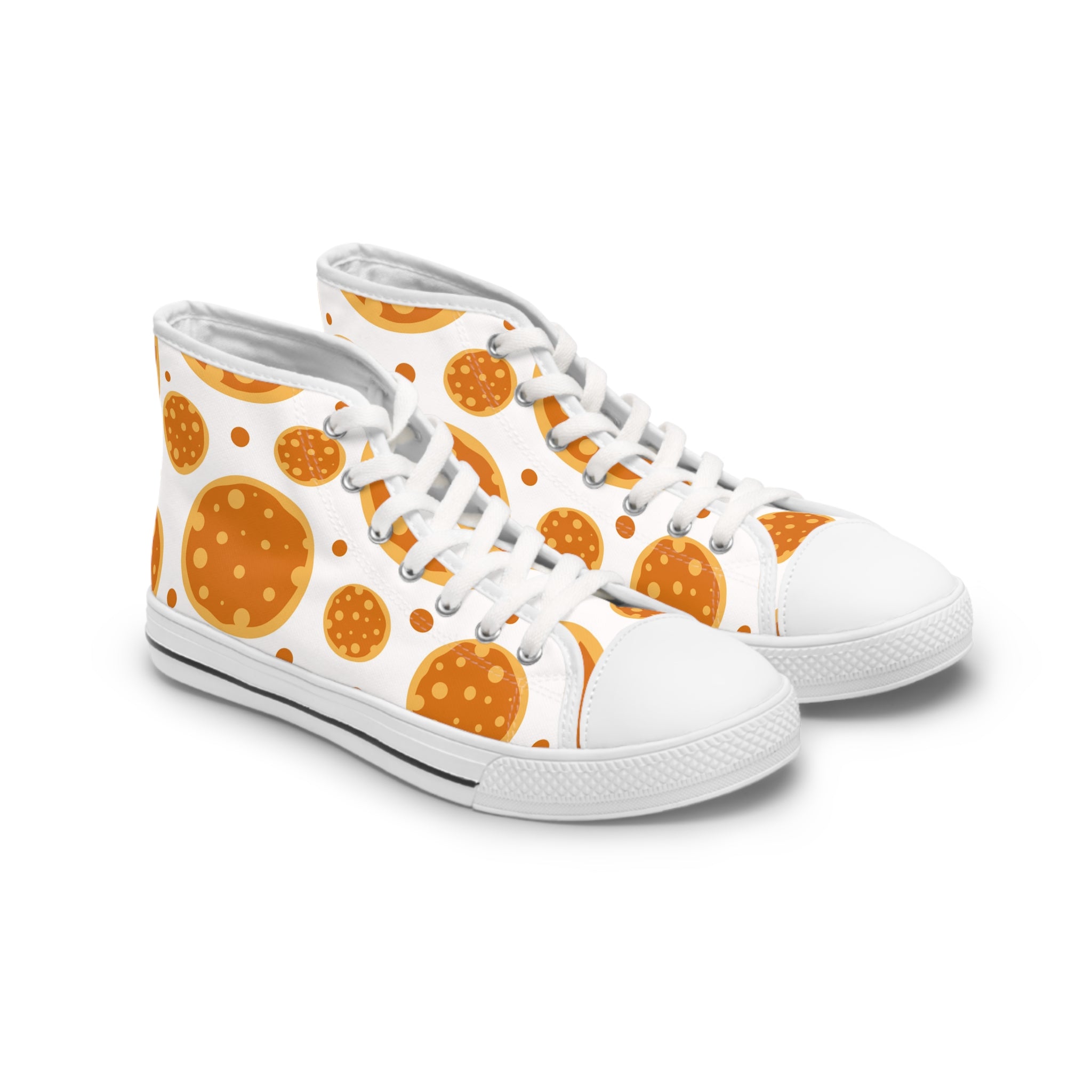 Womens High Top Canvas Sneakers With Bold Orange Polka Dot Pattern Fun Trendy Fvad0