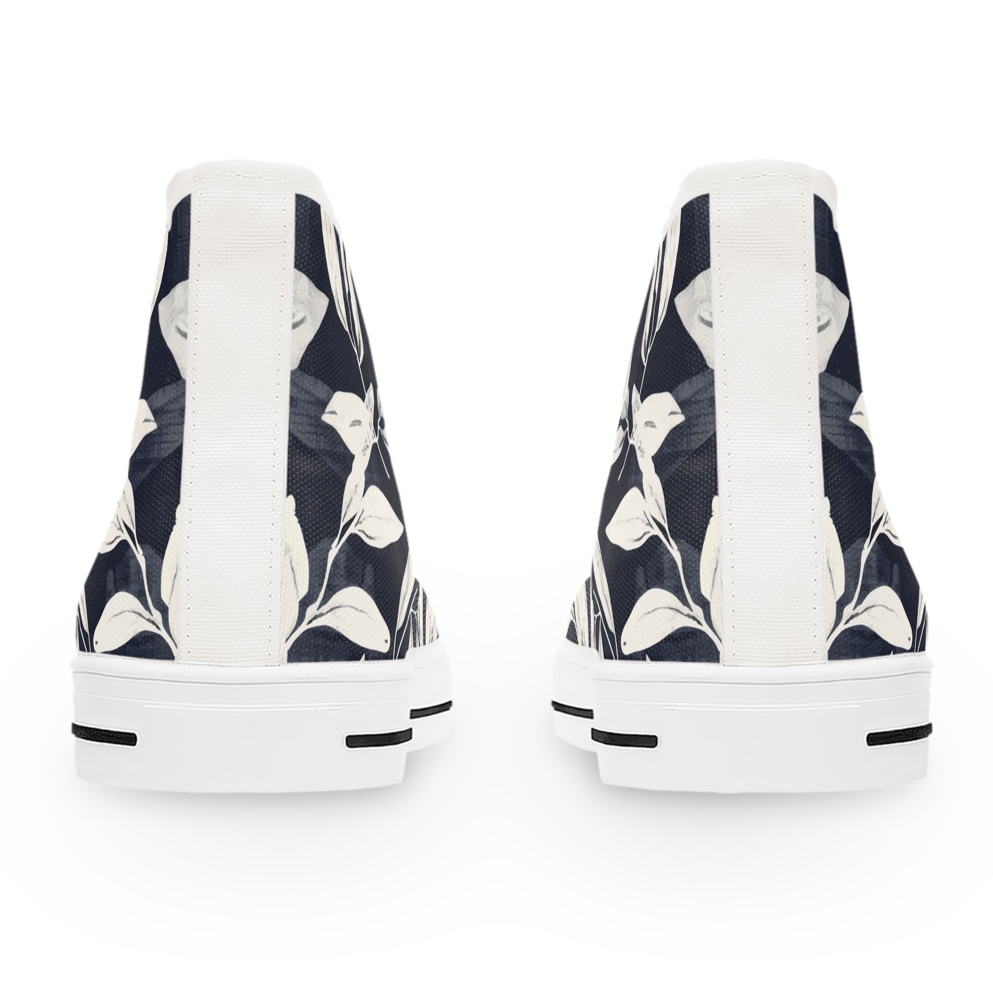 Women’s High-Top Canvas Sneakers with Botanical Leaf Pattern – Elegant & Timeless