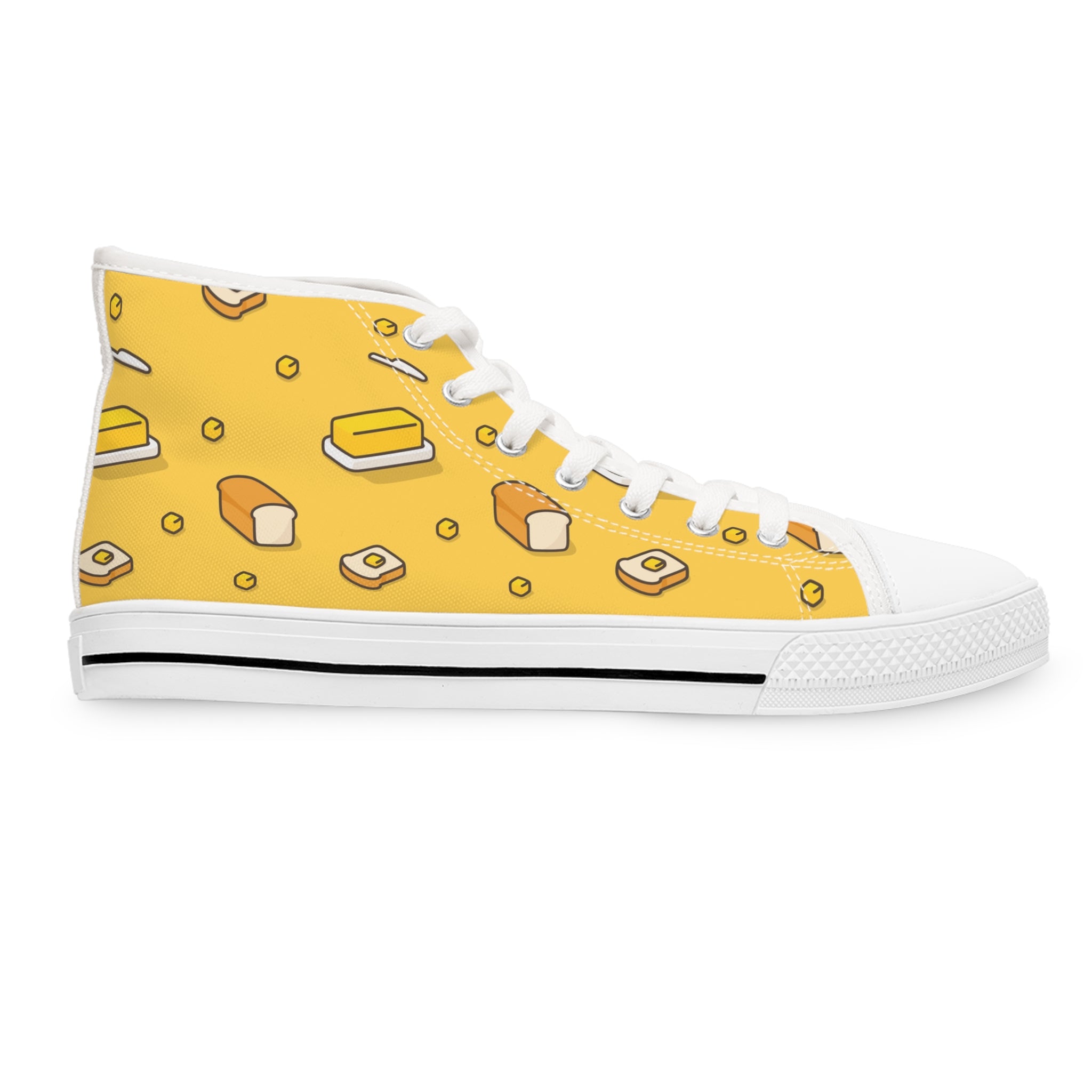 Women’s High-Top Canvas Sneakers with Butter & Toast Print – Comfortable & Stylish