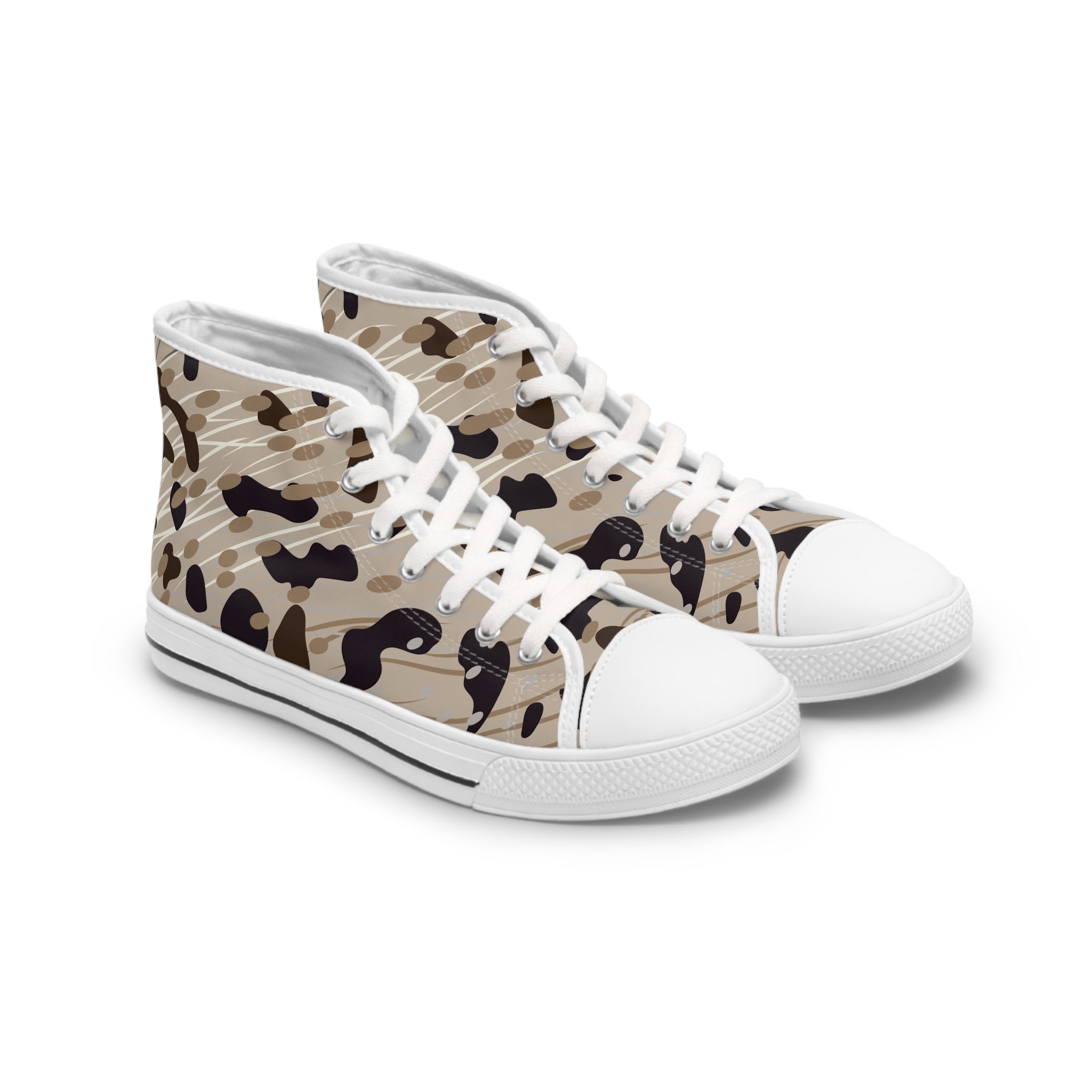 Womens High Top Canvas Sneakers With Camouflage Print Edgy Outdoor Inspired Uin3W