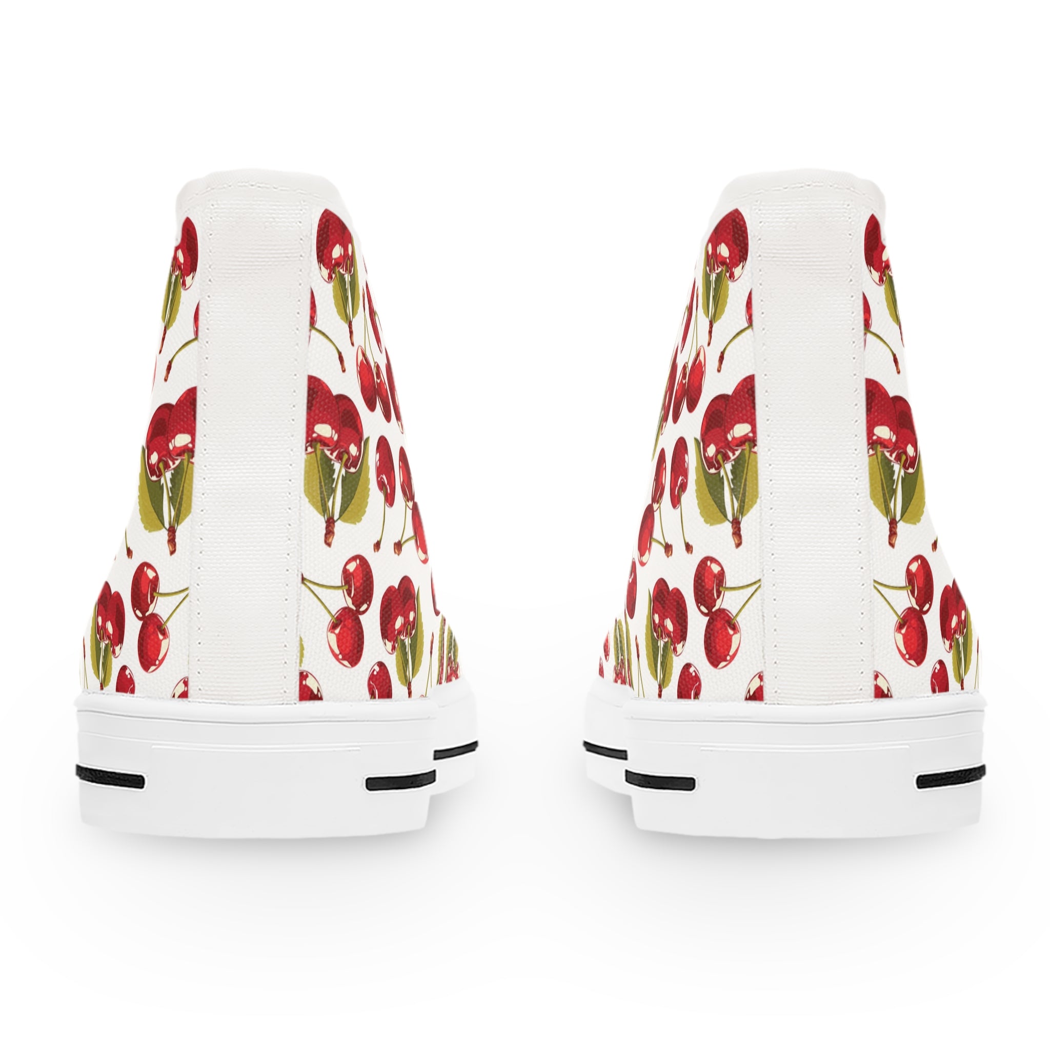 Women’s High-Top Canvas Sneakers with Cherry Print – Fresh & Fruity