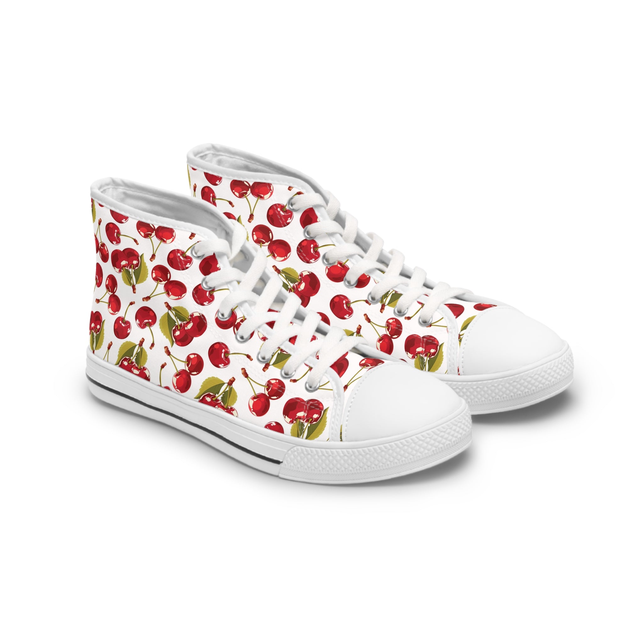 Womens High Top Canvas Sneakers With Cherry Print Fresh Fruity Ep71Q