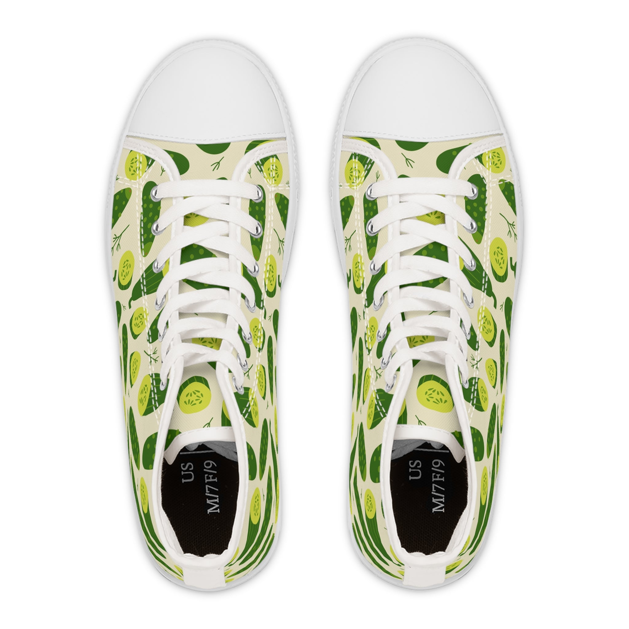 Women’s High-Top Canvas Sneakers with Cucumber Print – Fresh & Playful