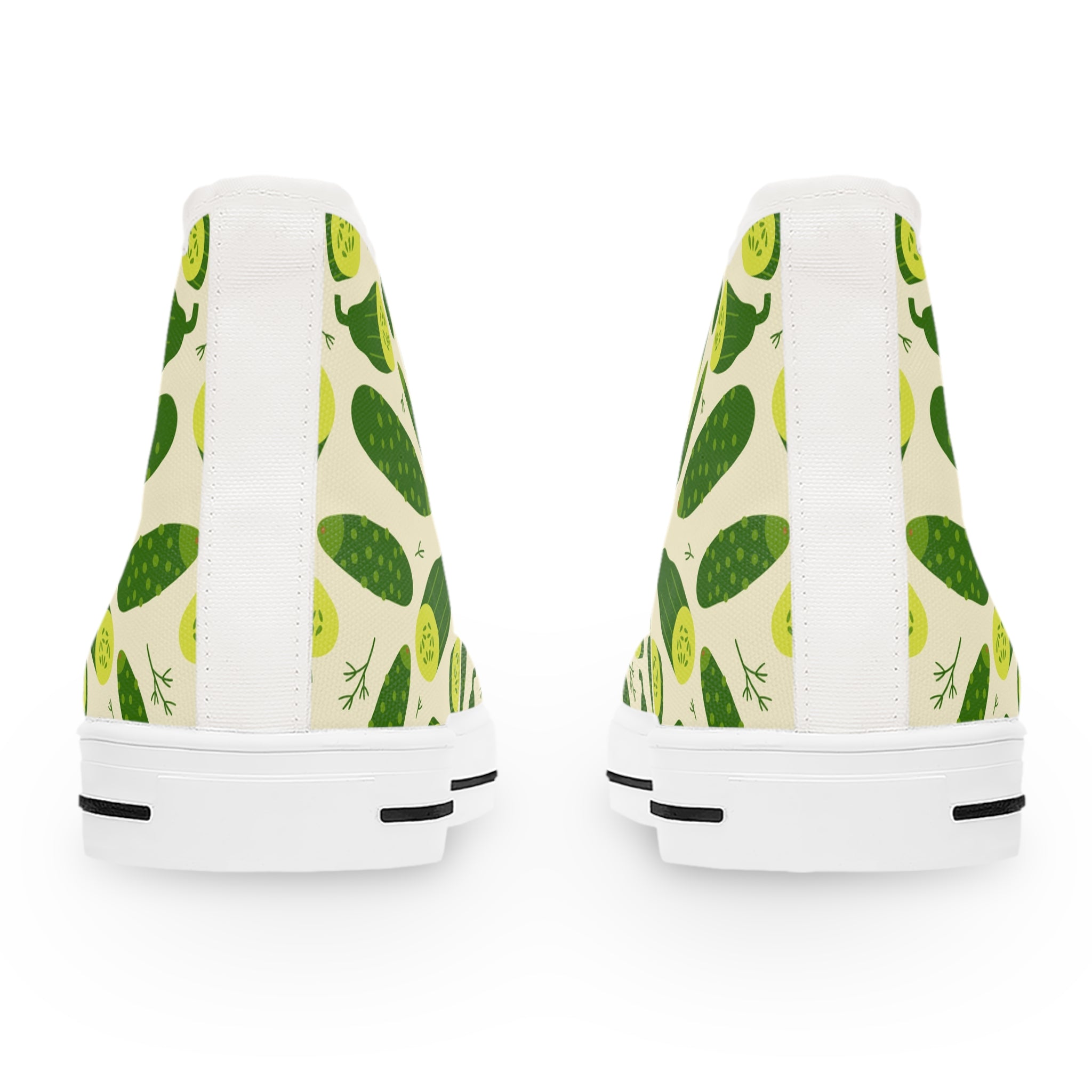 Women’s High-Top Canvas Sneakers with Cucumber Print – Fresh & Playful