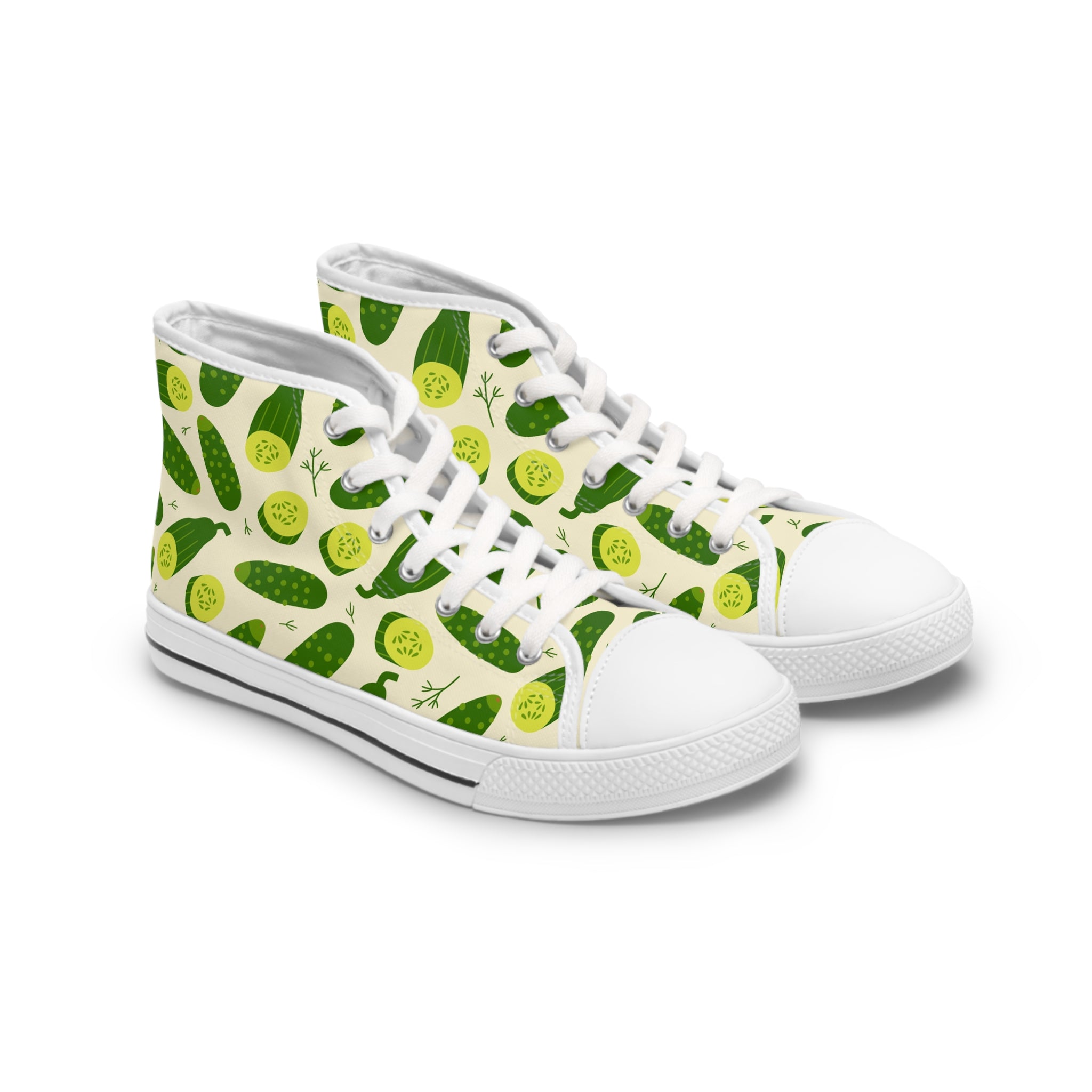 Womens High Top Canvas Sneakers With Cucumber Print Fresh Playful Zrnrf