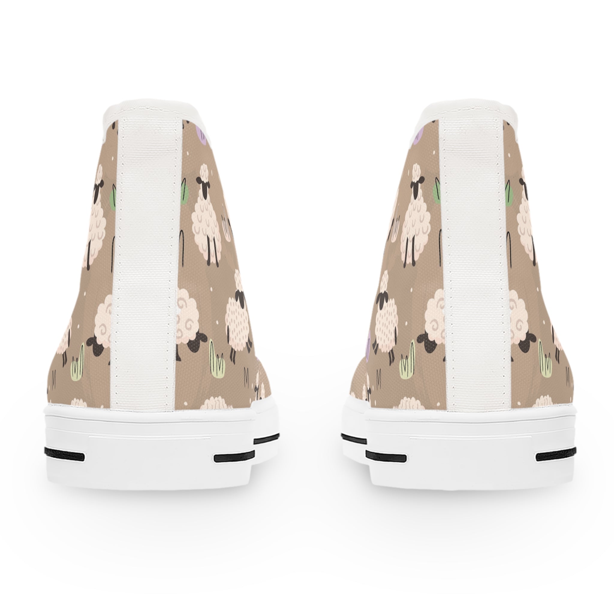 Women’s High-Top Canvas Sneakers with Cute Sheep Pattern – Cozy & Whimsical