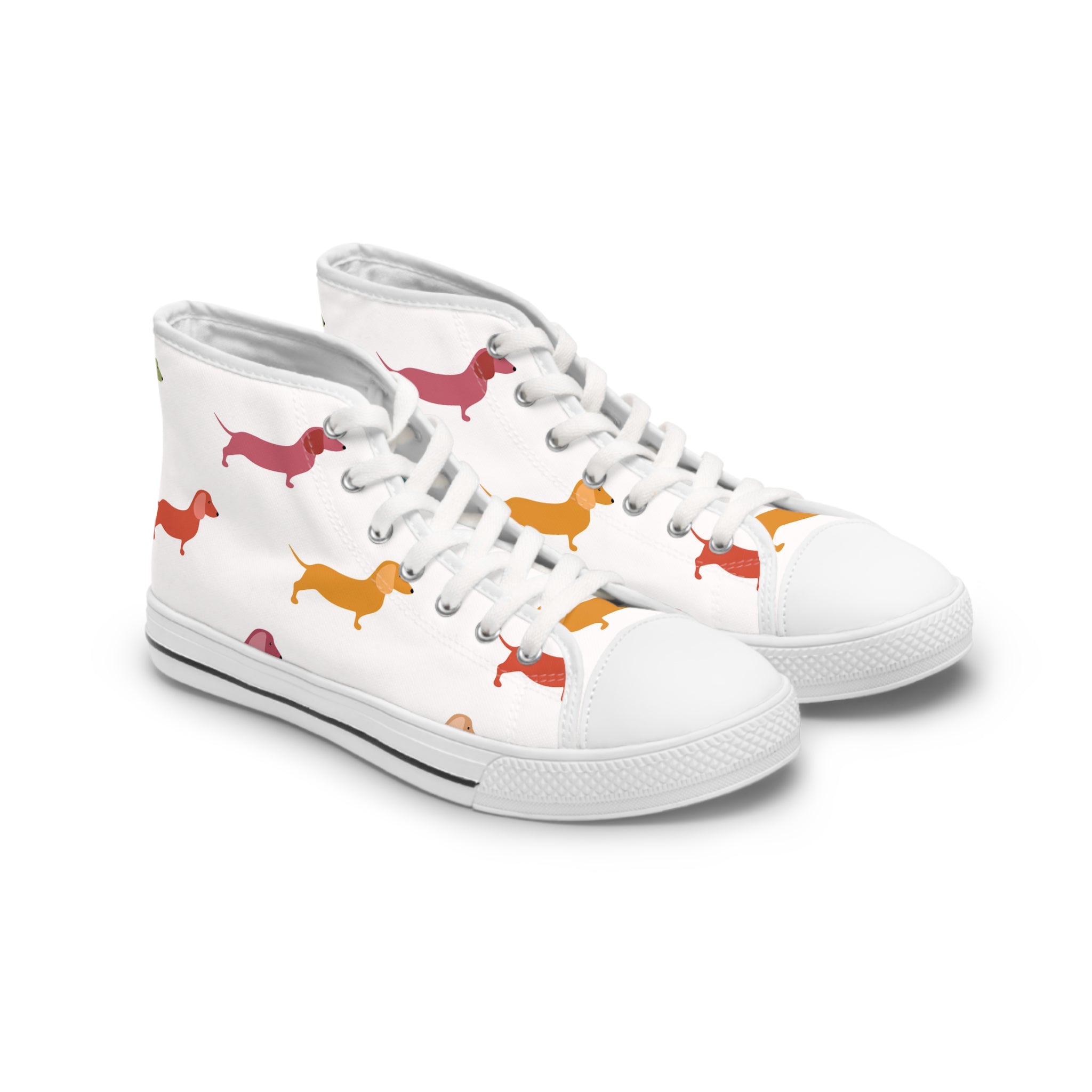 Womens High Top Canvas Sneakers With Dachshund Print Cute Stylish