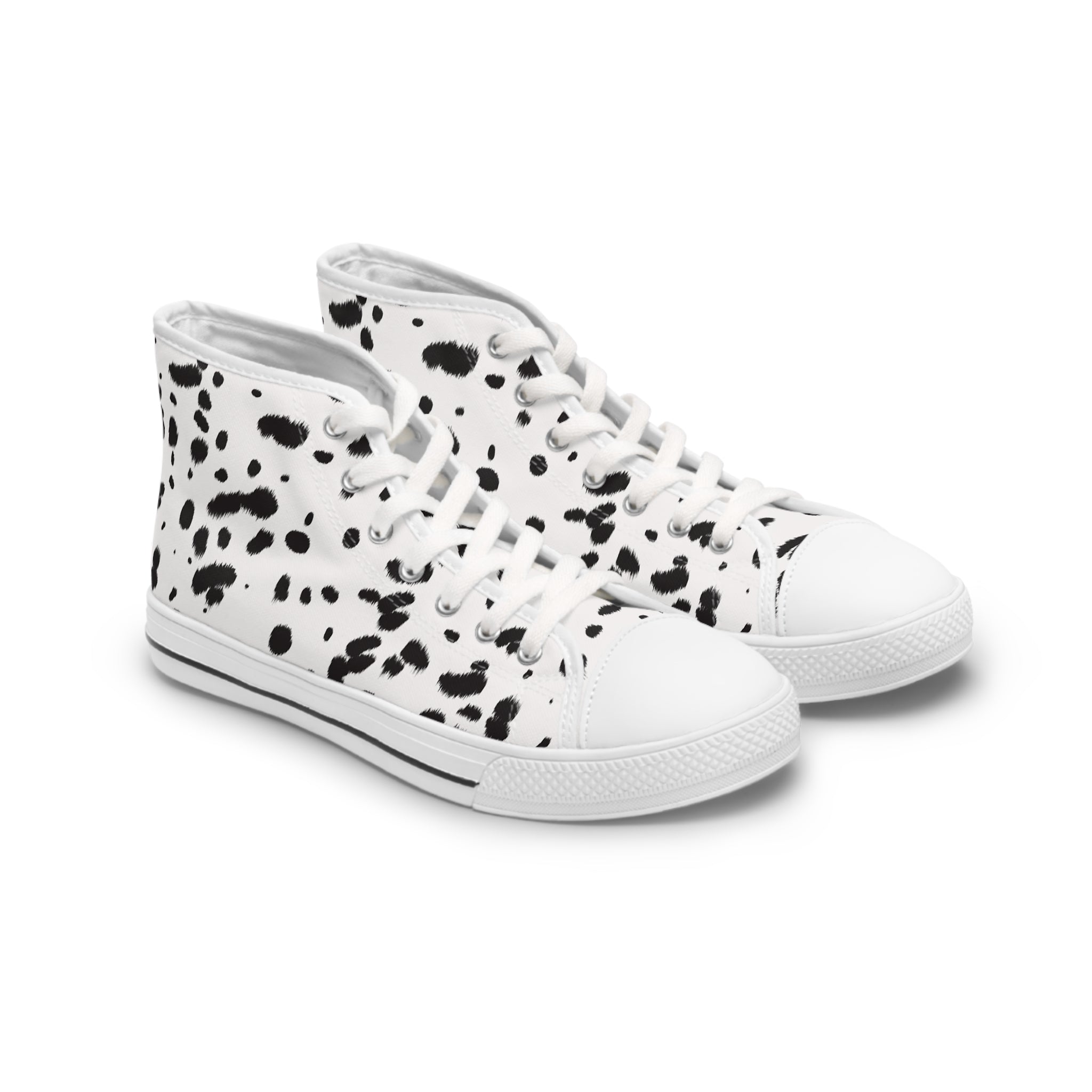 Womens High Top Canvas Sneakers With Dalmatian Print Trendy Playful Db1J0