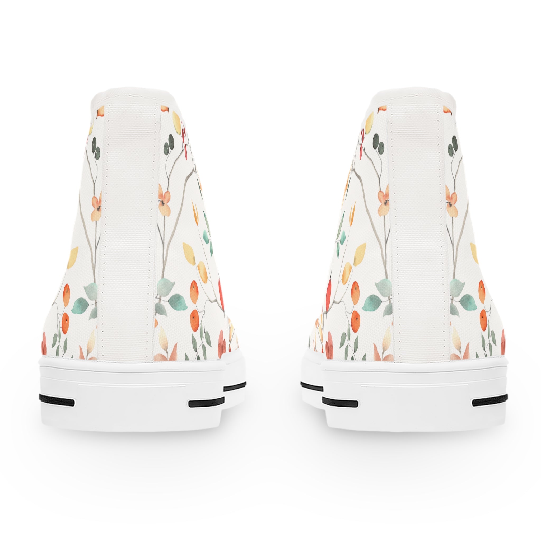 Women’s High-Top Canvas Sneakers with Delicate Floral Print – Elegant & Nature-Inspired