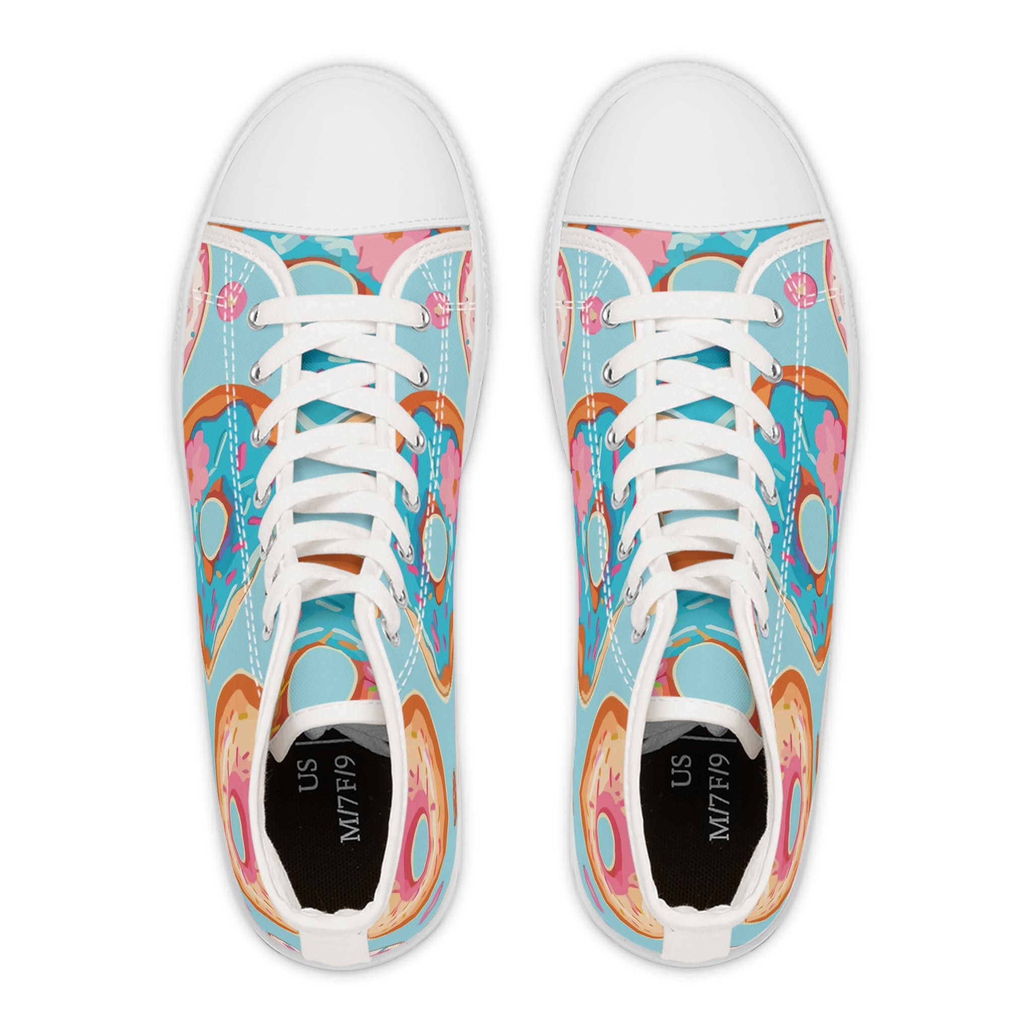 Women’s High-Top Canvas Sneakers with Donut Print – Fun & Sweet