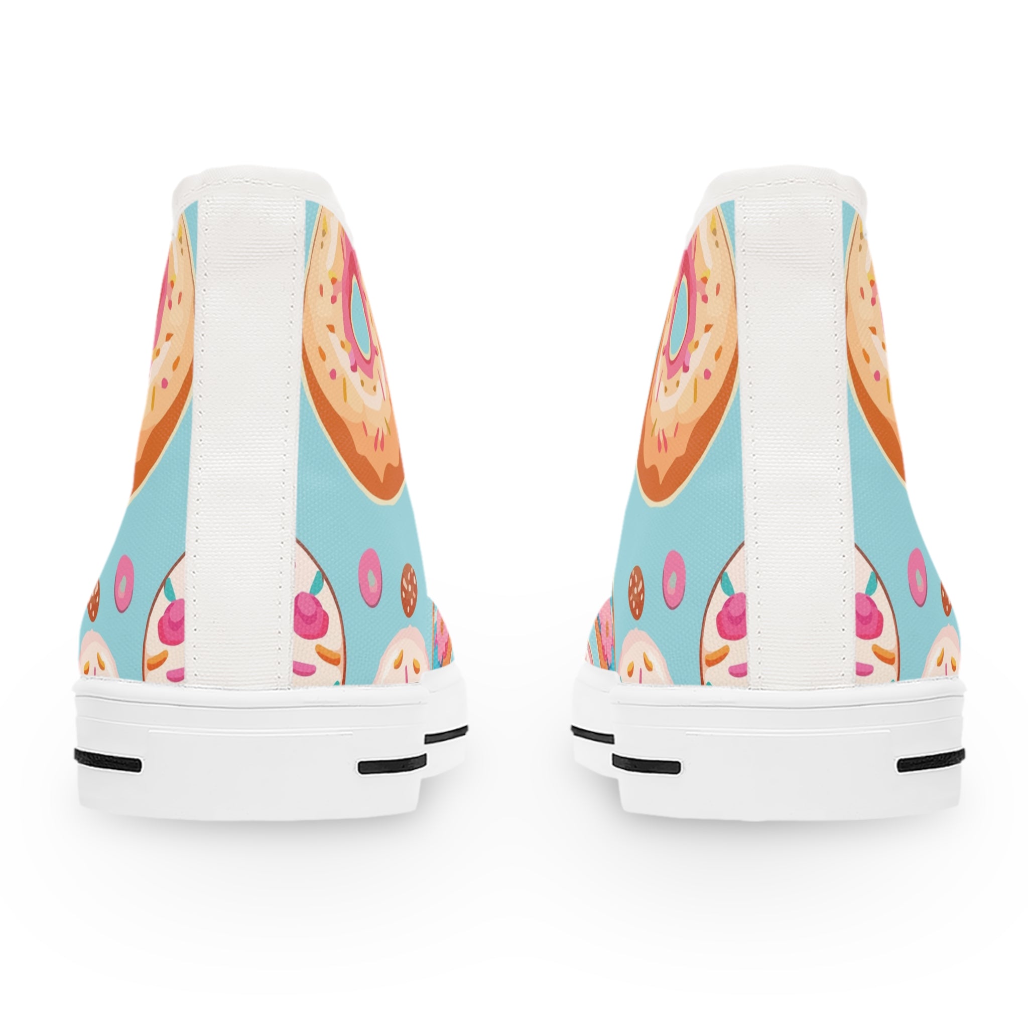 Women’s High-Top Canvas Sneakers with Donut Print – Fun & Sweet