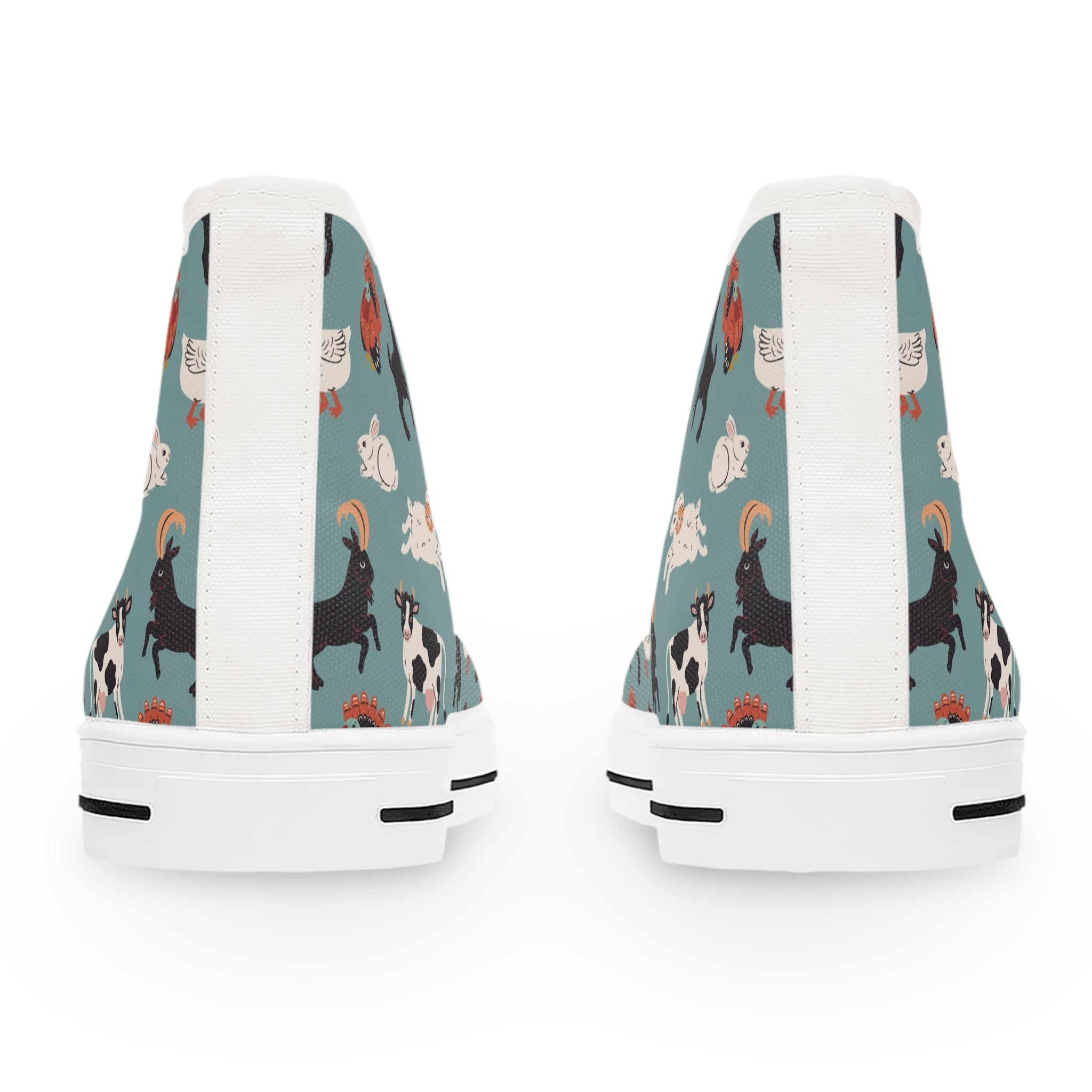 Women’s High-Top Canvas Sneakers with Farm Animal Print – Cute & Country-Inspired