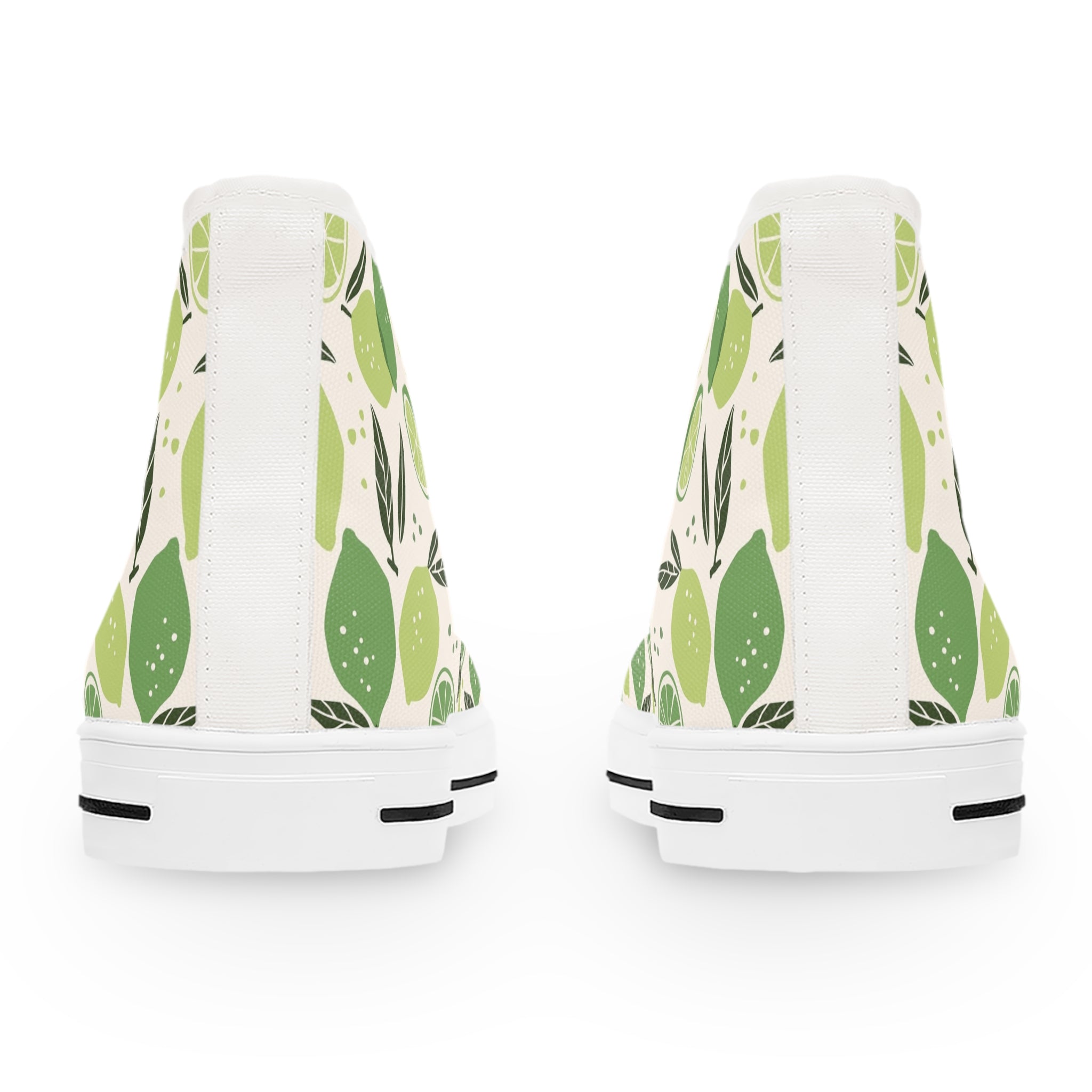 Women’s High-Top Canvas Sneakers with Fresh Lime Print – Stylish & Comfortable