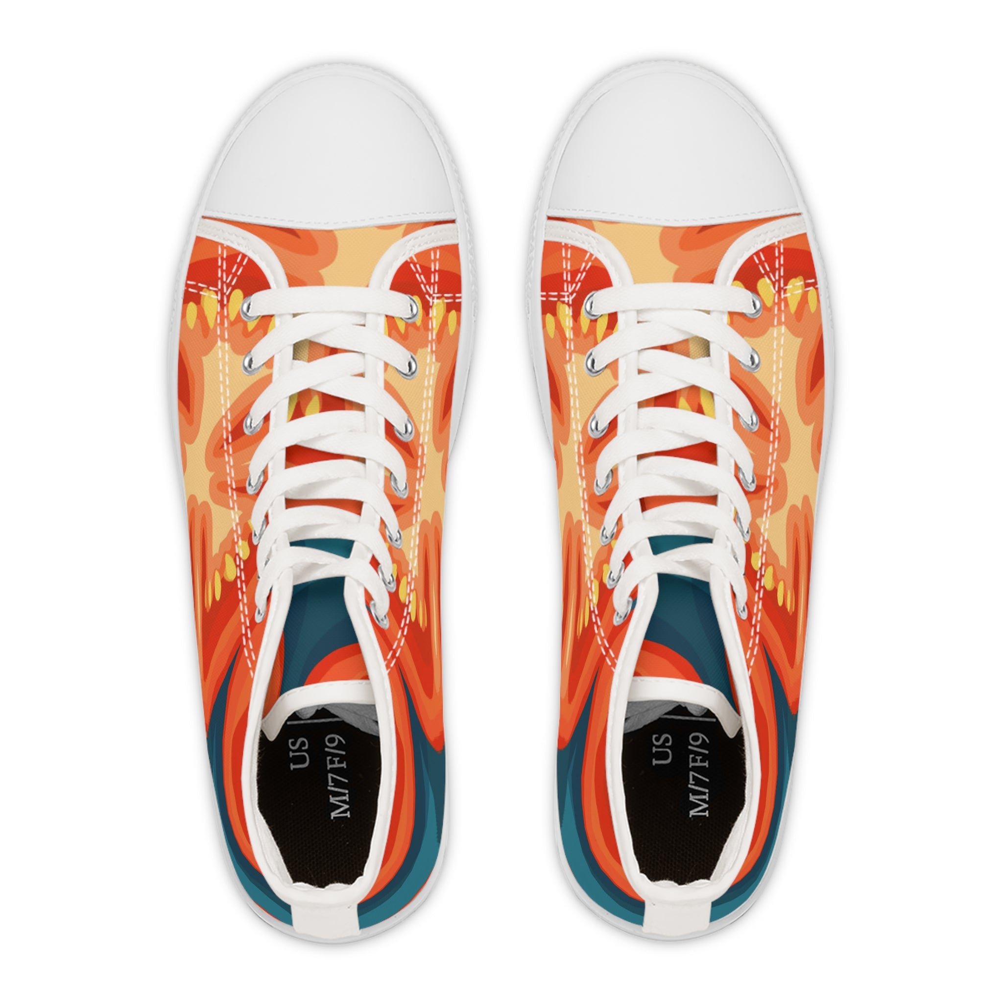 Women’s High-Top Canvas Sneakers with Fresh Tomato Slice Design – Bold & Fun