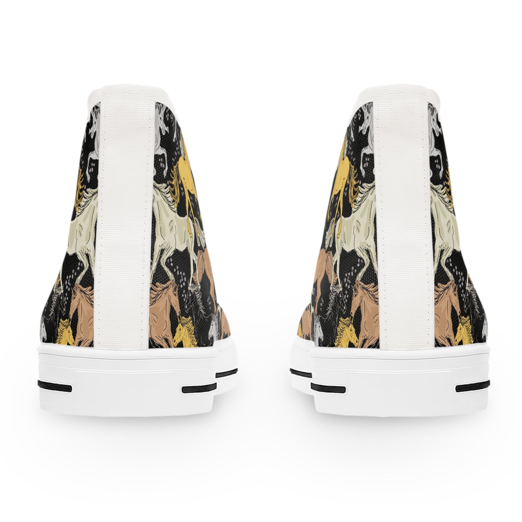 Women’s High-Top Canvas Sneakers with Galloping Horse Pattern – Bold & Equestrian-Inspired